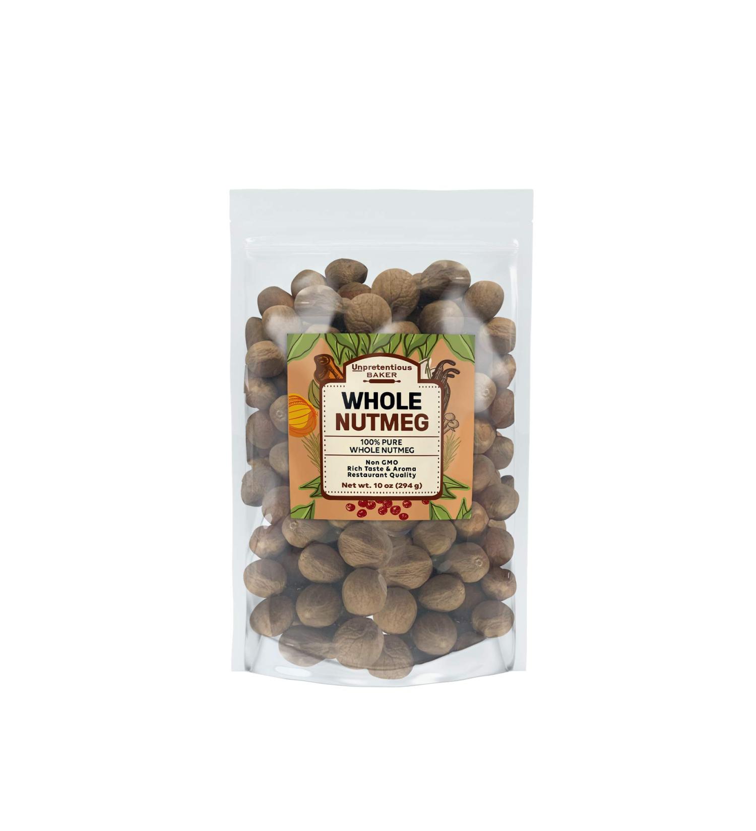 Unpretentious Baker Whole Nutmeg 10 oz - Gluten Free & Resealable Bag | Perfect for Holiday Dishes & Baked Goods - Buy Online on GoSupps.com