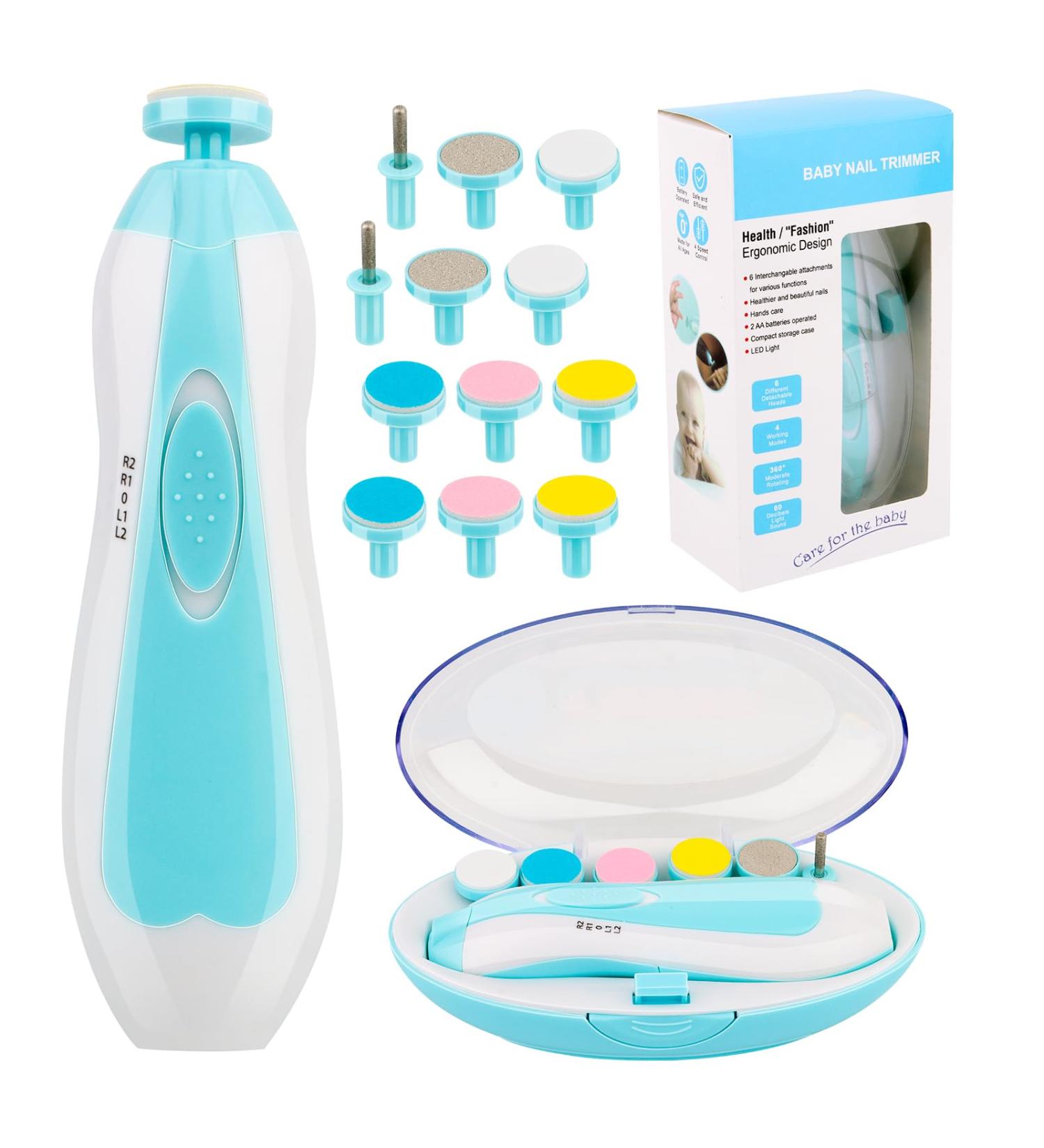 13-in-1 Electric Nail File for Children | Quiet Manicure & Pedicure Set with 10 Replacement Heads | Safe for Newborns - Buy Online on GoSupps.com