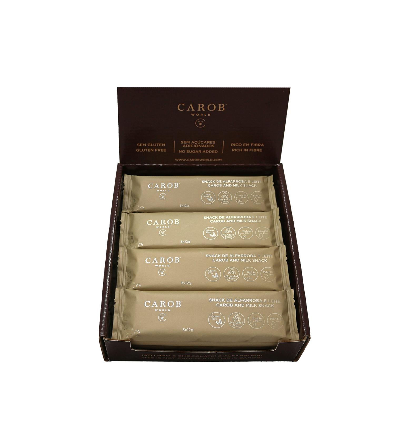 Carob and Milk Snack | Gluten-free and Sugar-free | Pack of 20 Units (20 x 36g) - Buy Online on GoSupps.com