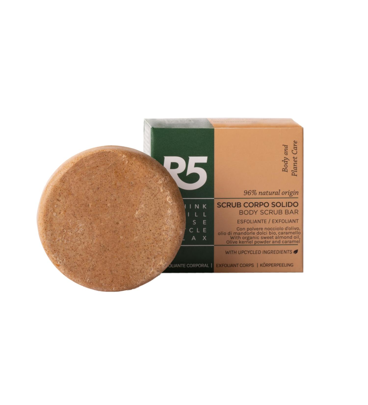 R5 Scrub Soap - Vegan Peeling Effect 96% Natural Ingredients Nickel Tested Made in Italy - 70g - Buy Online on GoSupps.com