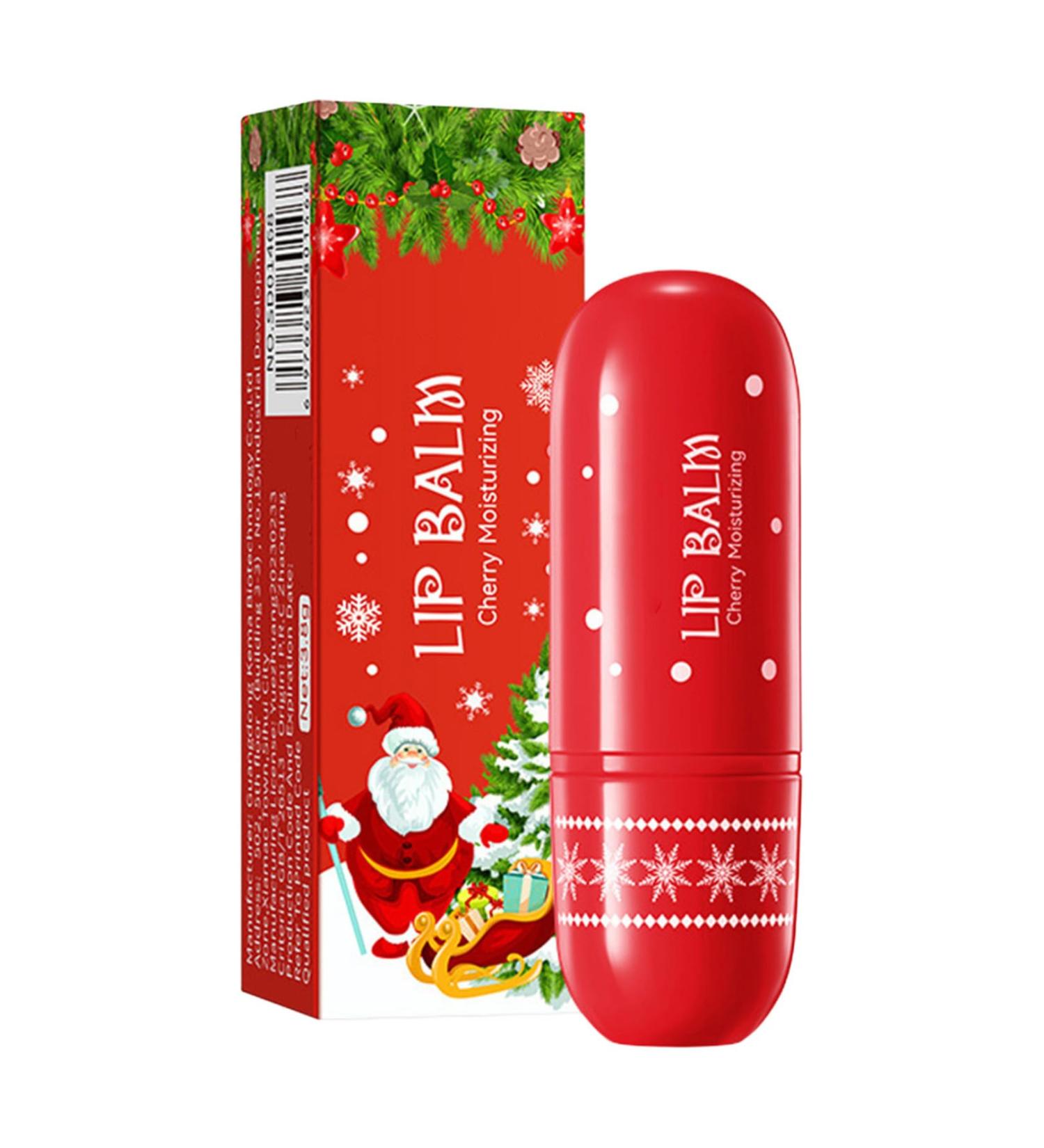 FEESHOW Christmas Lip Balm Set with Fruit and Honey for Moisturized Lips Festive Stocking Stuffer Gift Cherry One Size One Size Cherry - Buy Online on GoSupps.com