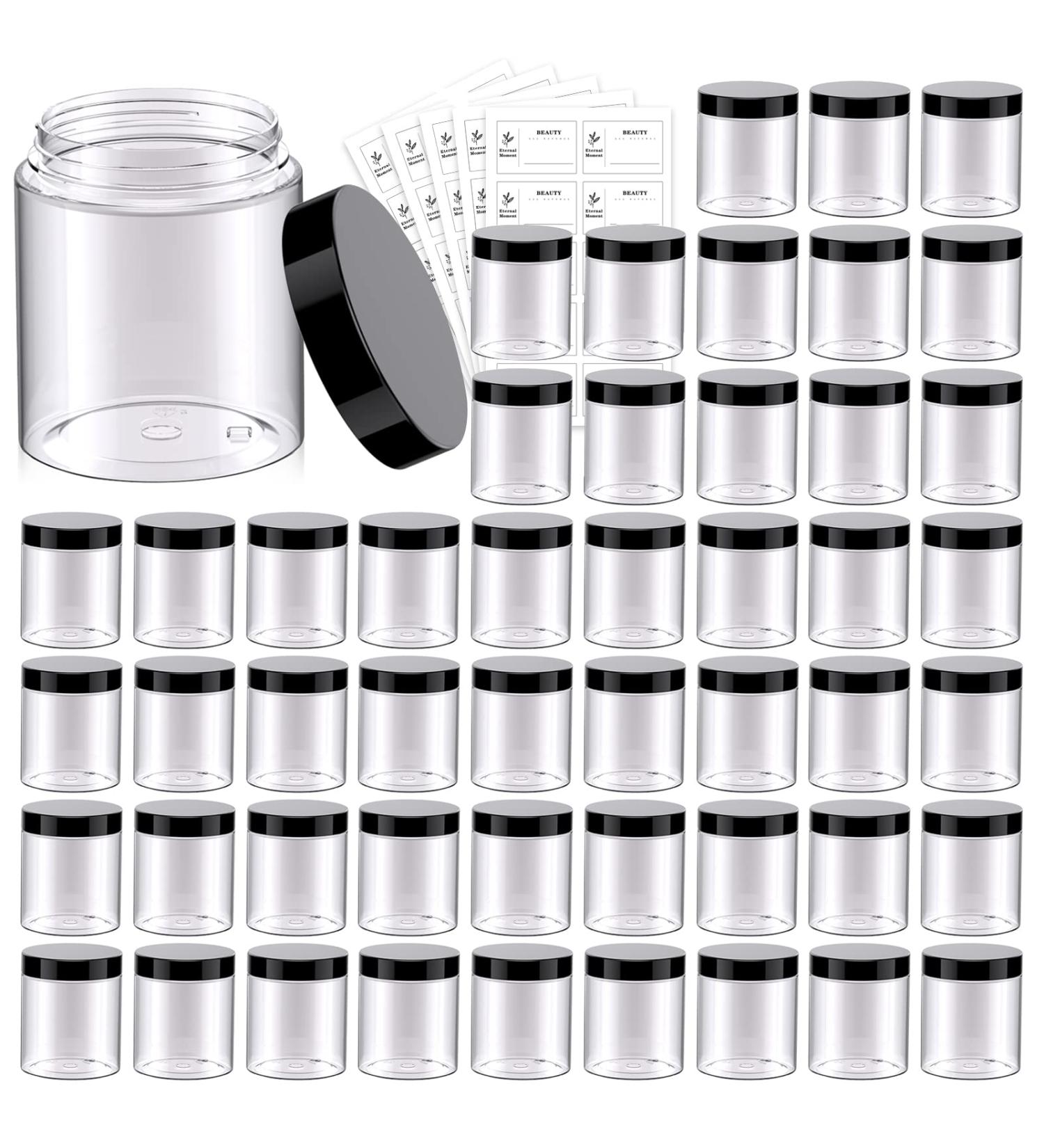 50 Pack 8 oz Clear Plastic Cosmetic Jars with Lids - Ideal for Slime, Lotion, Makeup, and Travel Storage - Buy Online on GoSupps.com