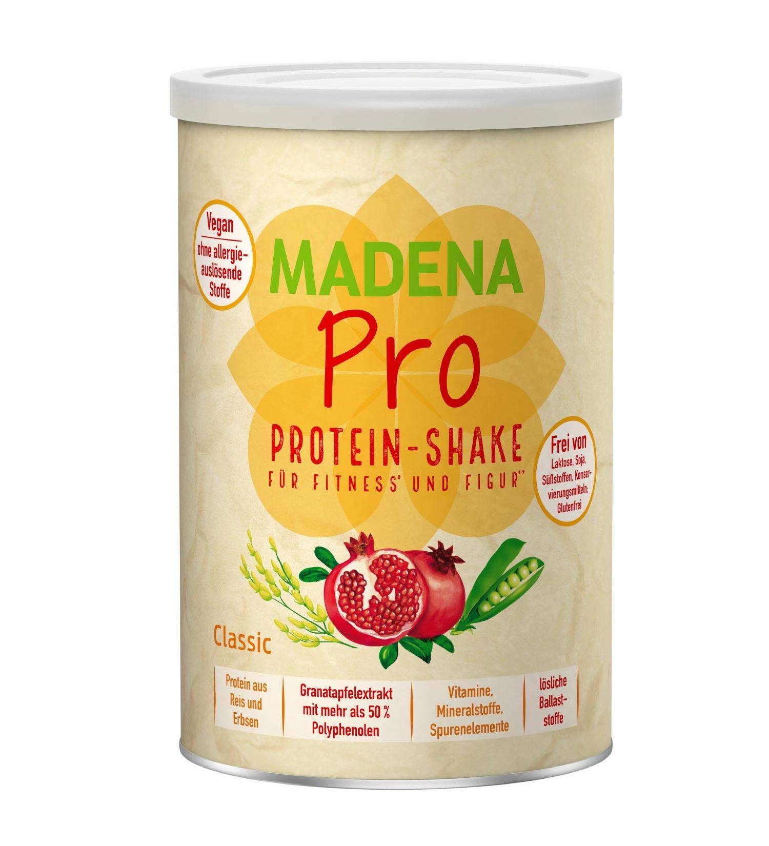 Madena Vegan Protein Powder - Herbal Rice & Pea Protein with Pomegranate Extract Sugar-Free 500g - Buy Online on GoSupps.com
