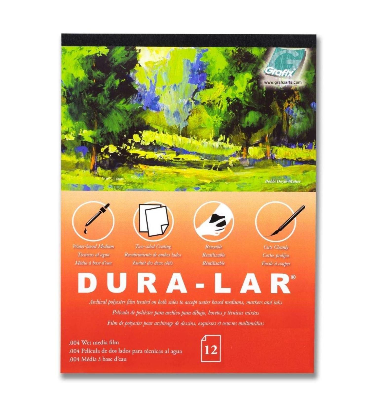 Grafix Dura-Lar 004 Film: Watercolor & Printmaking Surface, 9 x 12, Wet Media, 12 Count - Buy Online on GoSupps.com