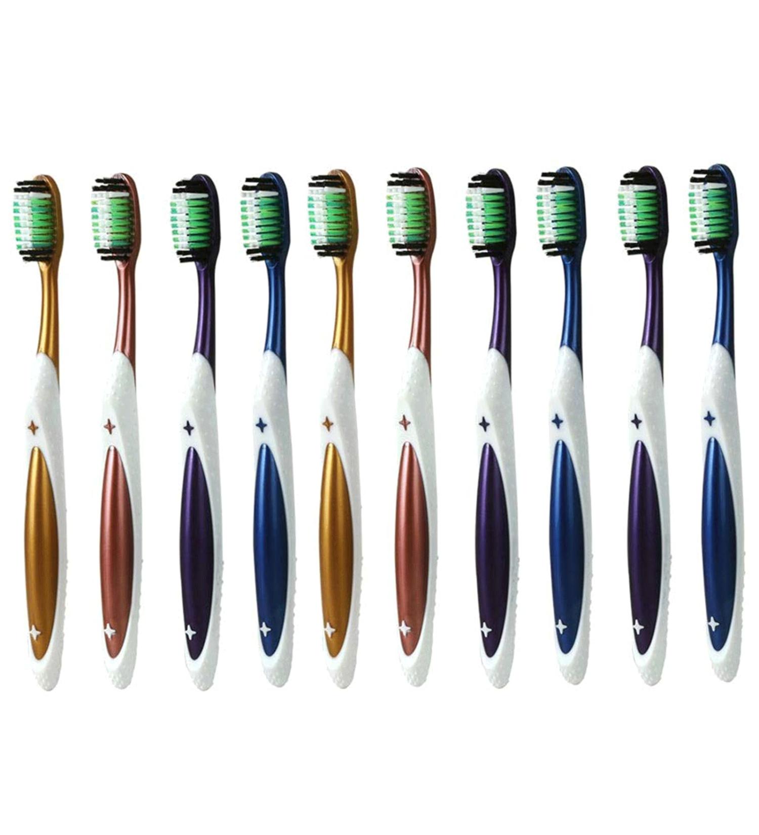 Zumaha Compact Professional Care Toothbrush - Ergonomic Medium-Hard Bristles 10-Pack for Optimal Oral Hygiene | International Shipping Available - Buy Online on GoSupps.com