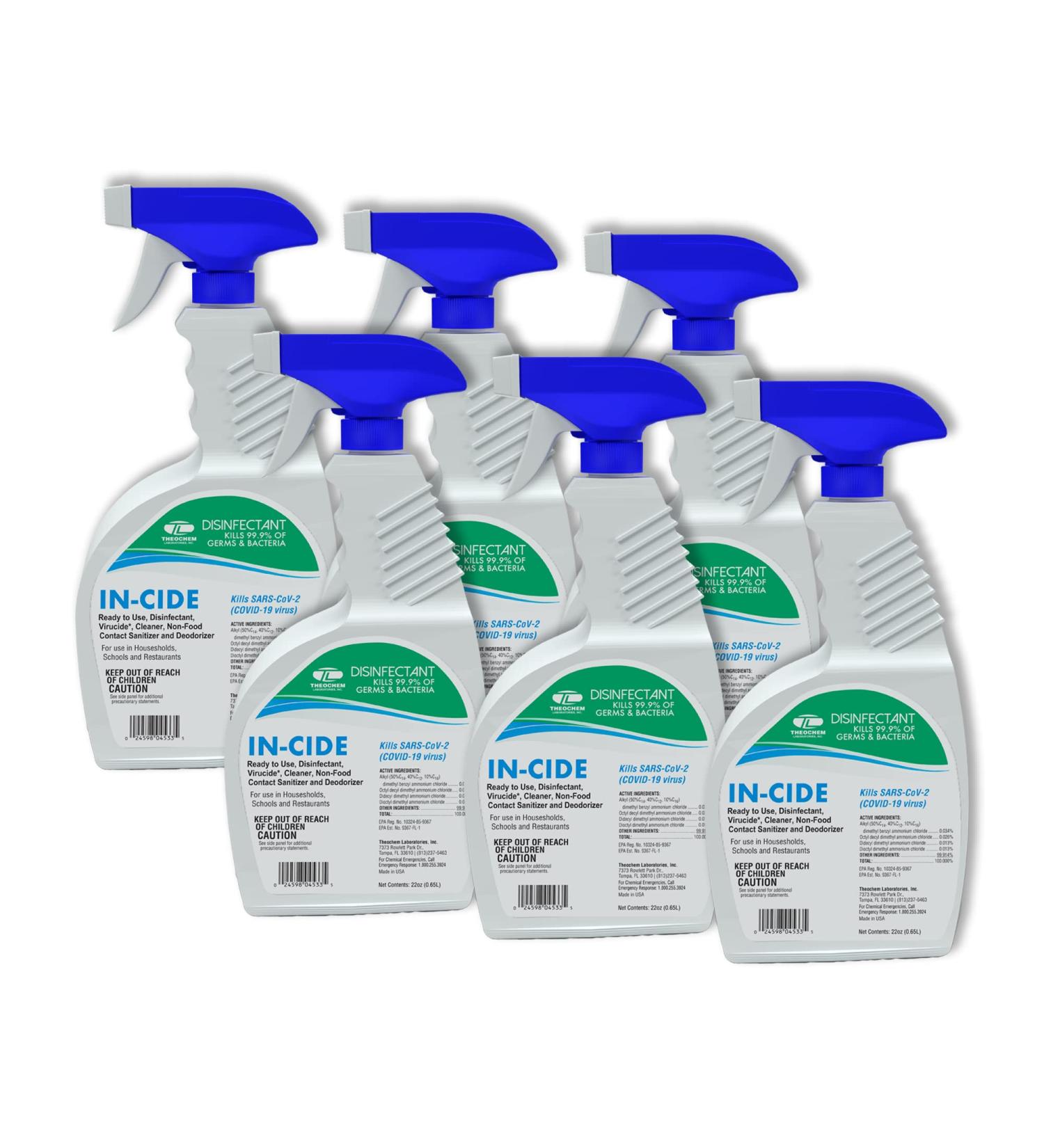 Laboratories in-Cide Multi Surface Fresh Disinfectant Cleaner 6 Pack (24oz) - Effective Fast-Acting & Safe for All Surfaces | International Shipping Available - Buy Online on GoSupps.com