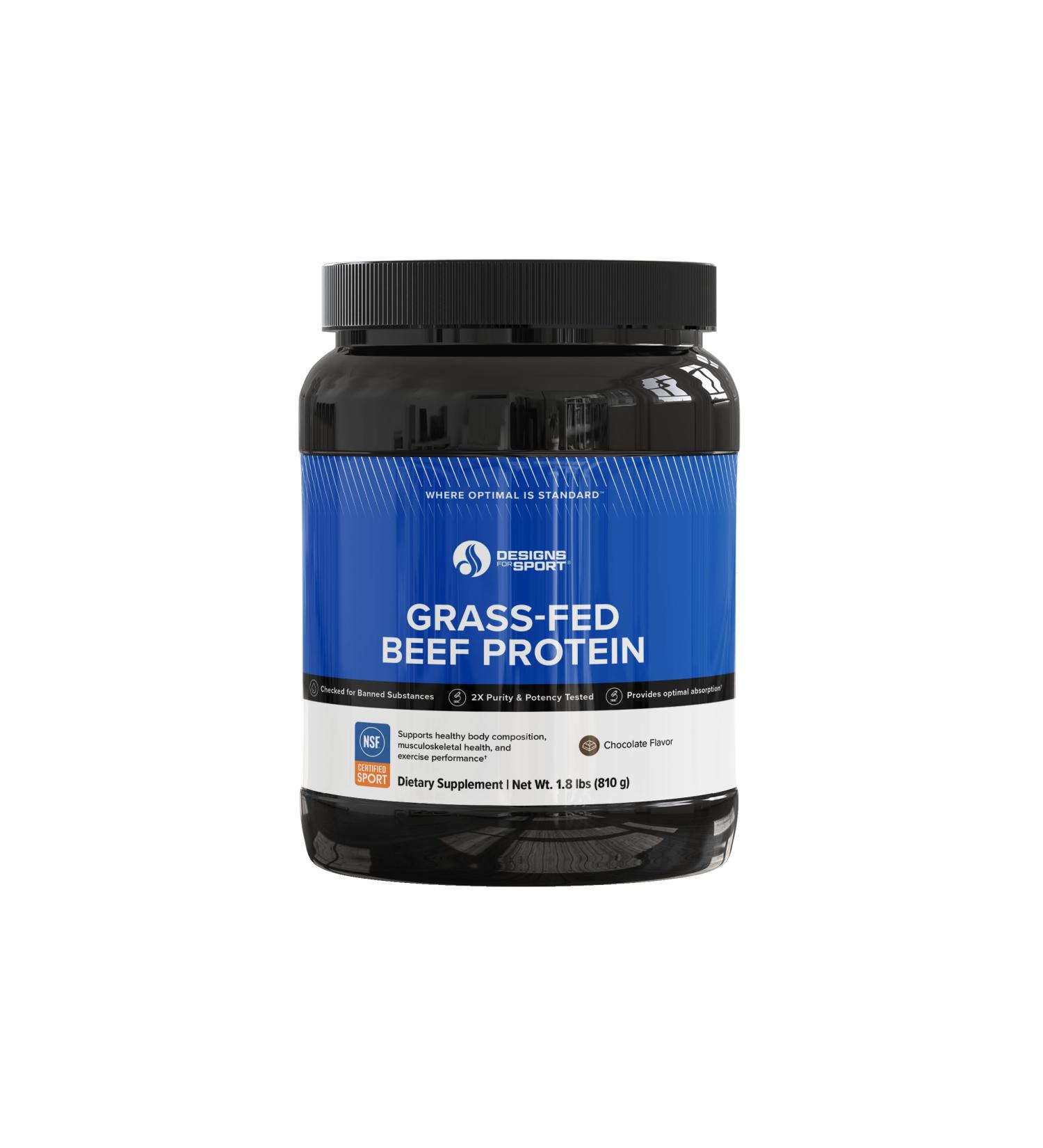 Designs for Sport Beef Protein Powder - NSF Certified for Sport Hydrolyzed Protein - Highly Absorbable with Amino Acids Collagen Precursors - Bone Broth Protein for Athletes (Chocolate 30 Servings) Chocolate 1.8 Pound (Pa  - Buy Online on GoSupps.com