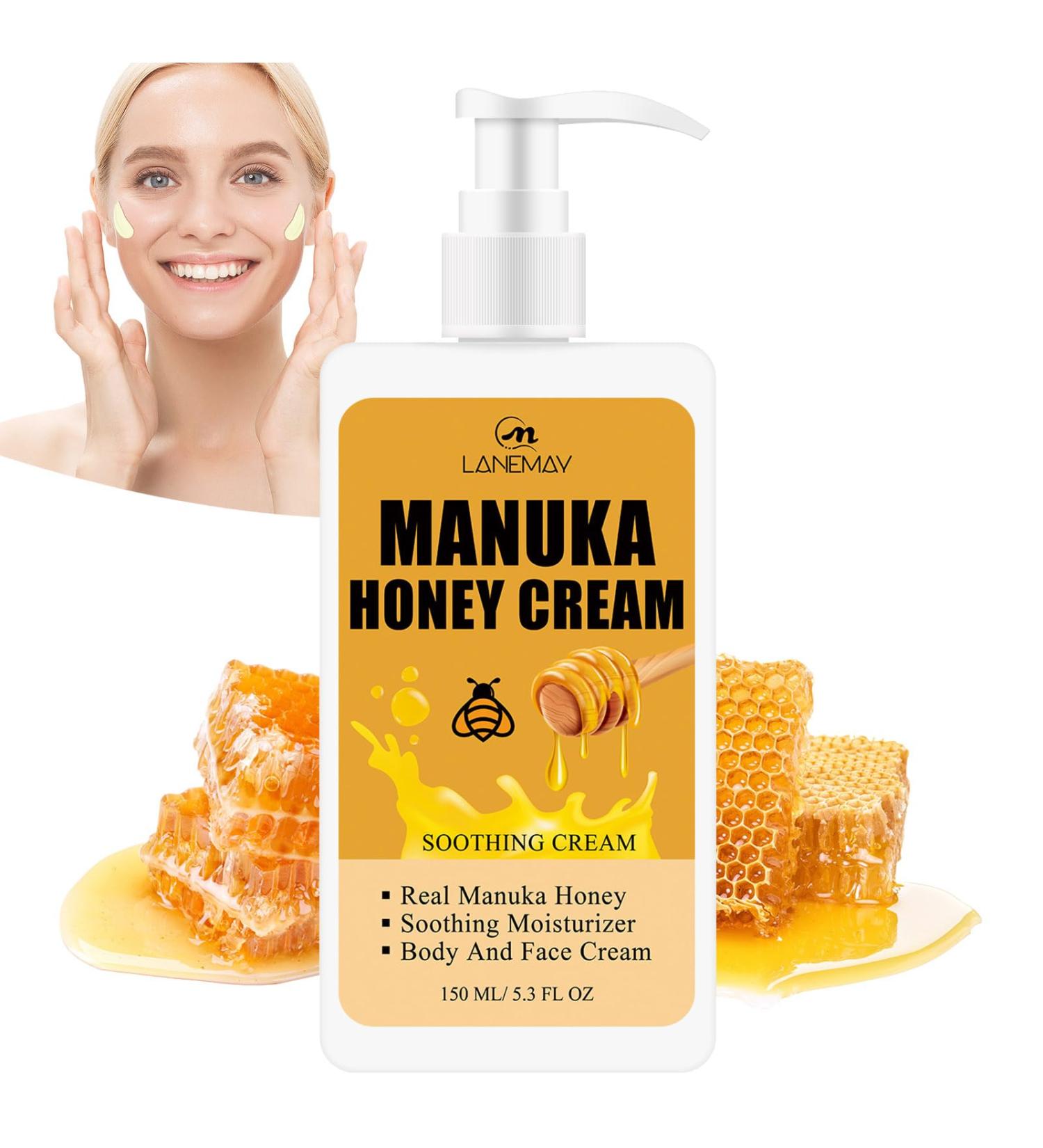 Manuka honey face cream moisturizing body lotion enriched with aloe vera honey moisturizing firming lifting skin evens skin tone anti aging anti wrinkle cream - Buy Online on GoSupps.com