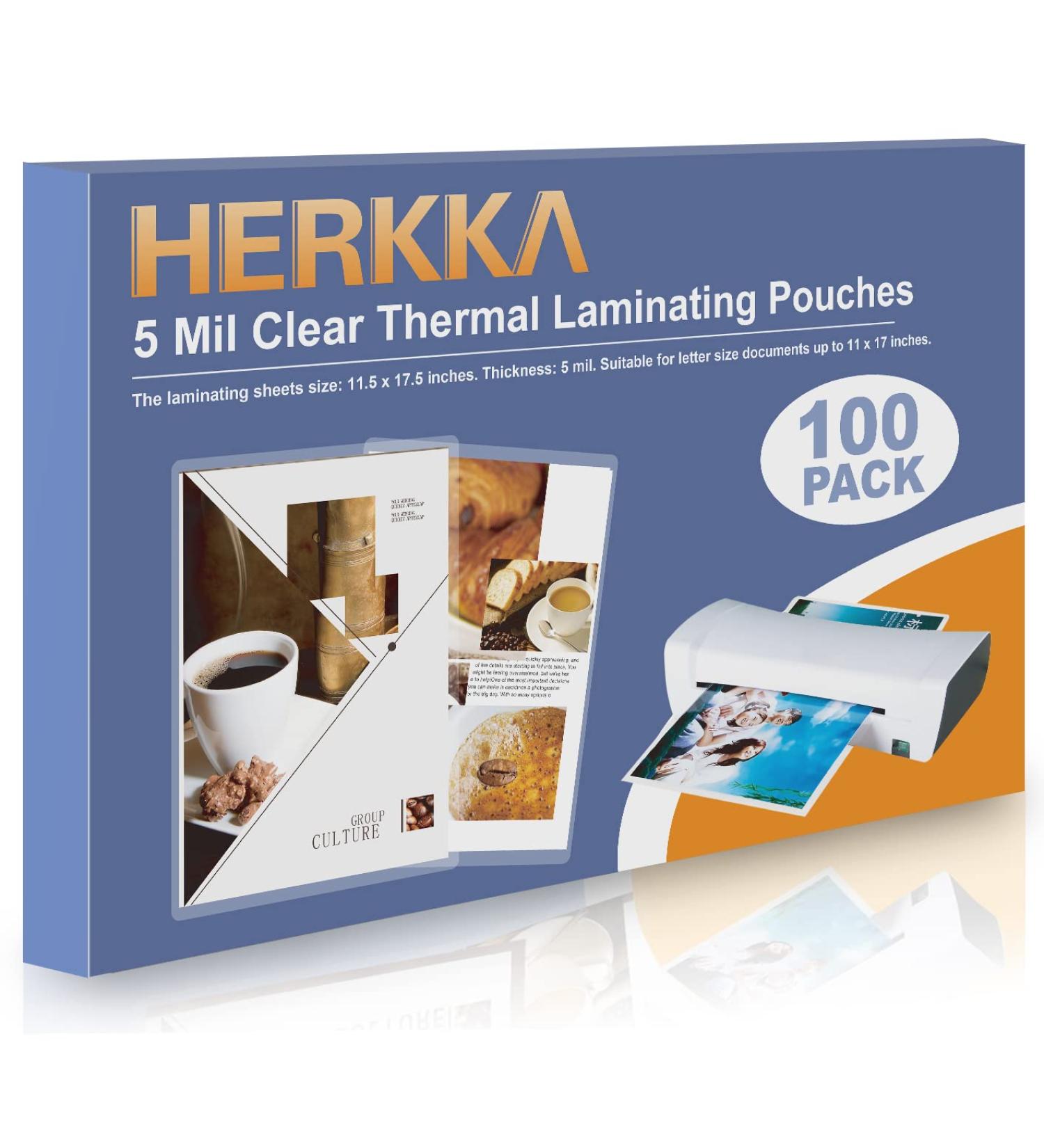 HERKKA 100 Pack Laminating Sheets Hold 11 x 17 Inch Sheet 5 Mil Clear Thermal Laminating Pouches 11.5 x 17.5 Inch Lamination Sheet Paper for Laminator Round Corner - Buy Online on GoSupps.com