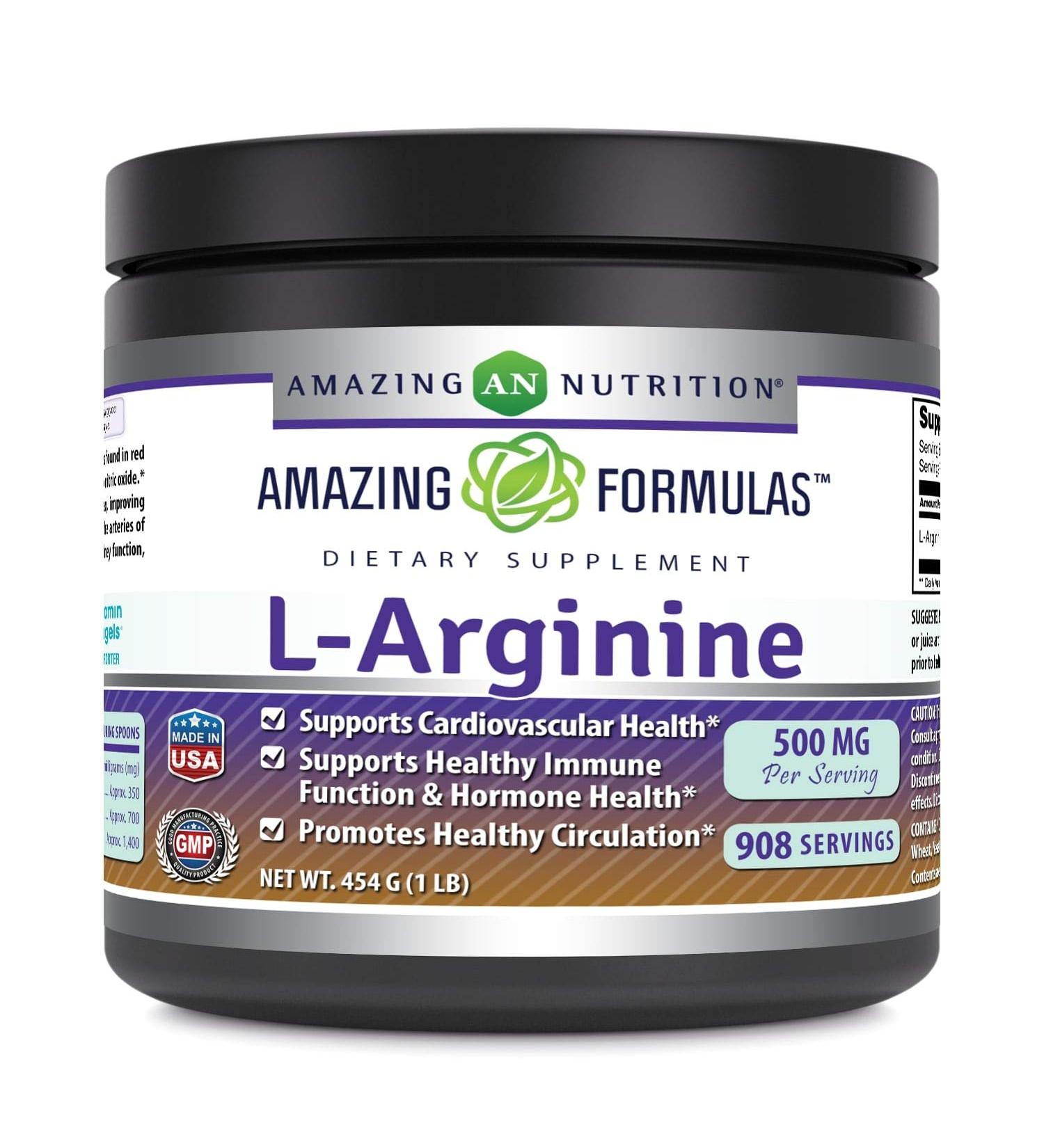 Buy Amazing Formulas L-Arginine Powder Supplement - Non-GMO Gluten Free Made in USA (1 Lb) | International Shipping Available - Buy Online on GoSupps.com