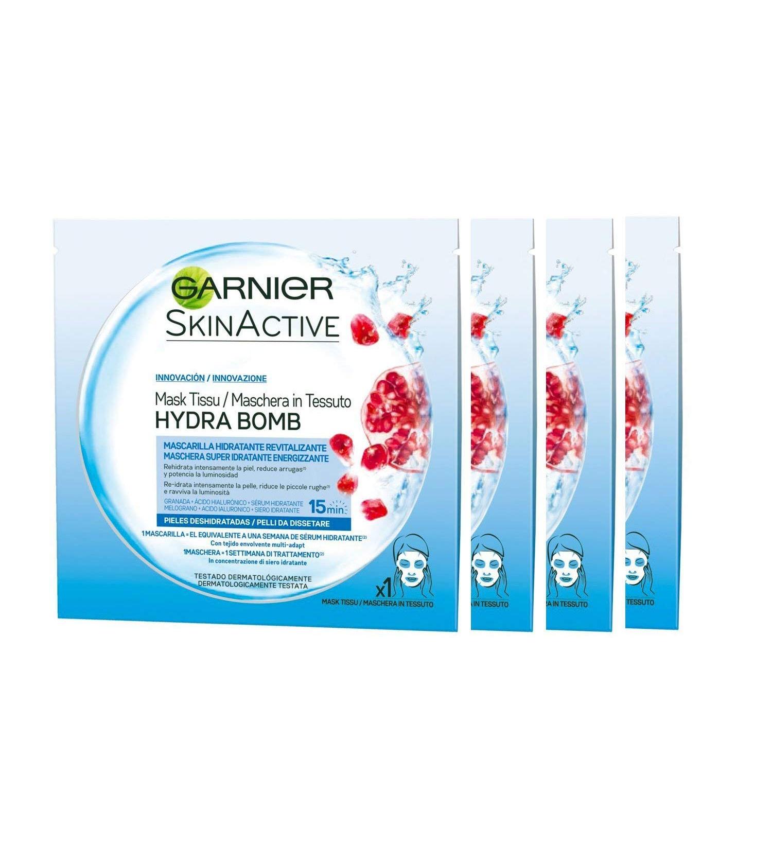 Garnier Garnier Hydra Bomb Hydra Bomb Fabric Face Mask Moisturizing and Energizing for Discrete Skin 33ml x 4 Pieces
