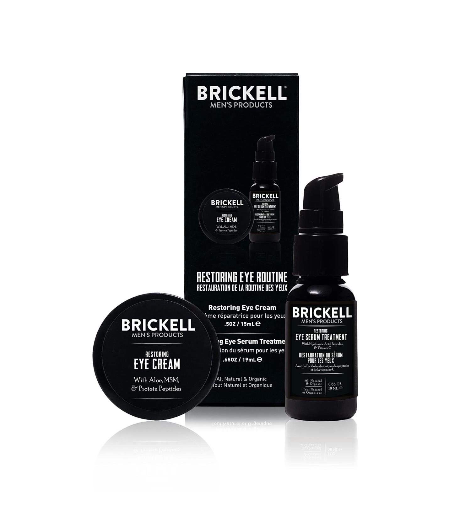 Brickell Men's Restoring Eye Routine: Eye Serum & Cream Gift Set - Natural, Organic & Unscented Men's Skin Care - Buy Online on GoSupps.com