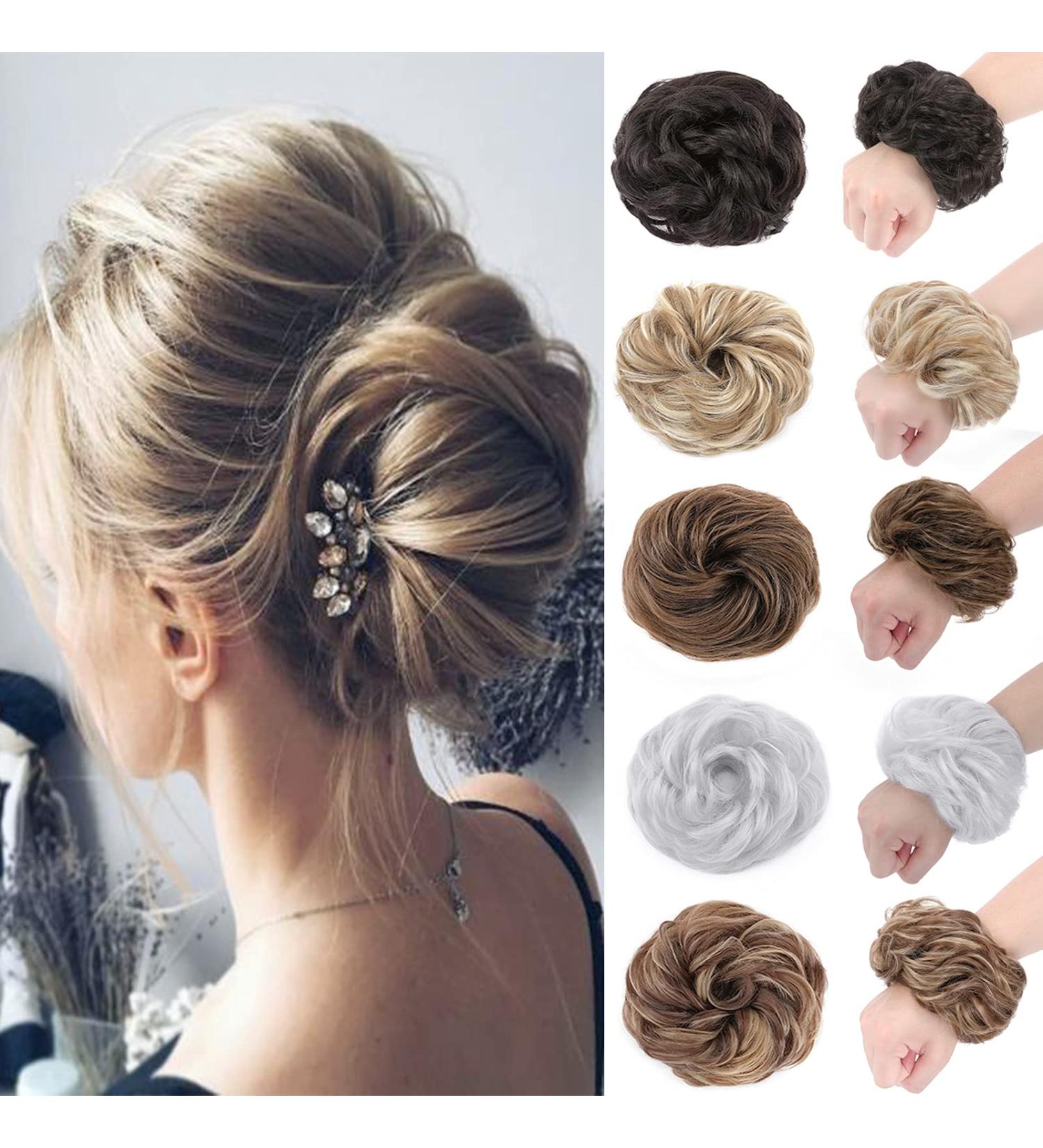 Sandy Blonde Messy Bun Hairpiece 45g - Synthetic Updo Ponytail Extension for Women - Ash Blond Scrunchie 45g - Buy Online on GoSupps.com