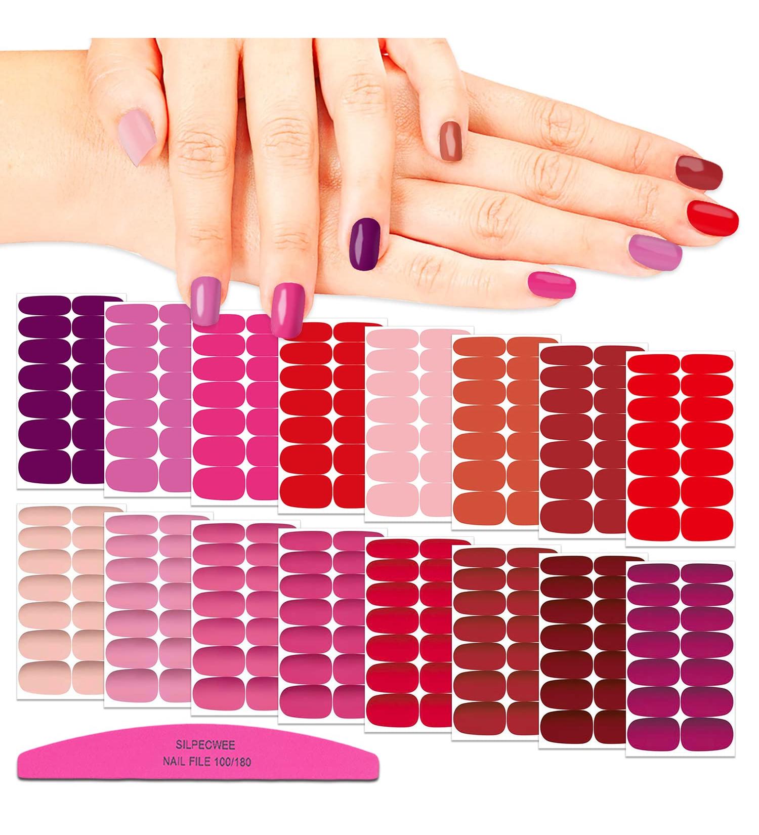 224pc Solid Color Matte Nail Wraps Stickers w/ Nail File - Classic Red - for Women - Buy Online on GoSupps.com
