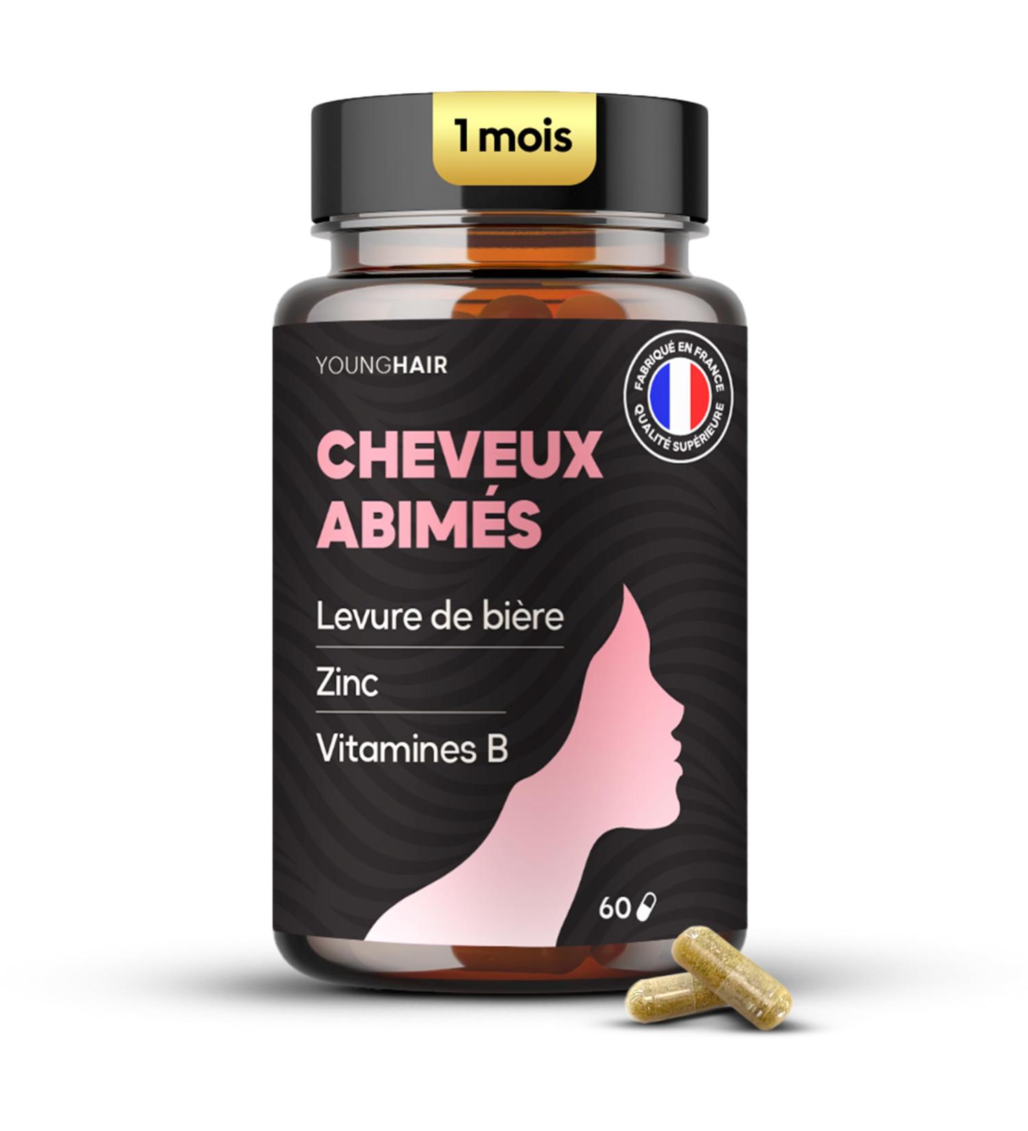 Cure Cheveux Ab m s Levure de bi re Zinc Vitamines B1 B3 B5 B6 B8 B9 B12 Compl ment Alimentaire - 1 mois 60 g lules Fabriqu en France Young Hair - Buy Online on GoSupps.com