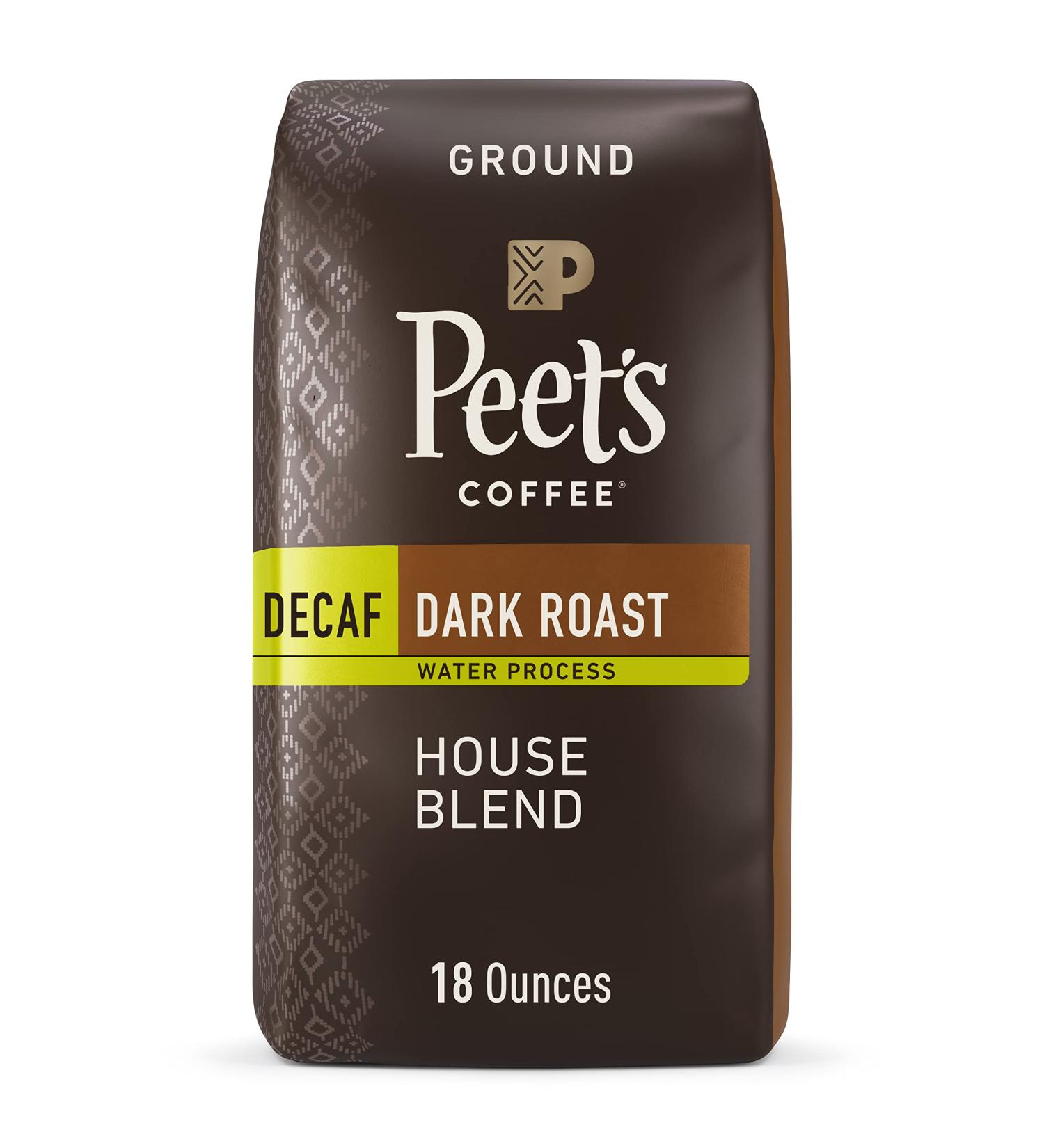 Peet's Coffee Decaf House Blend Dark Roast Ground Coffee - 18oz Bag - Buy Online on GoSupps.com