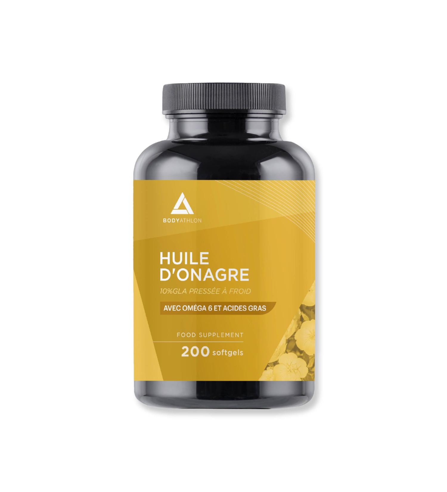 Evening Primrose Oil 10% GLA Cold Pressed 1000mg - 200 Softgels - Menopause Menstrual Cycle - Evening Primrose oil promotes female hormone balance and Skin Beauty Bodyathlon - Buy Online on GoSupps.com