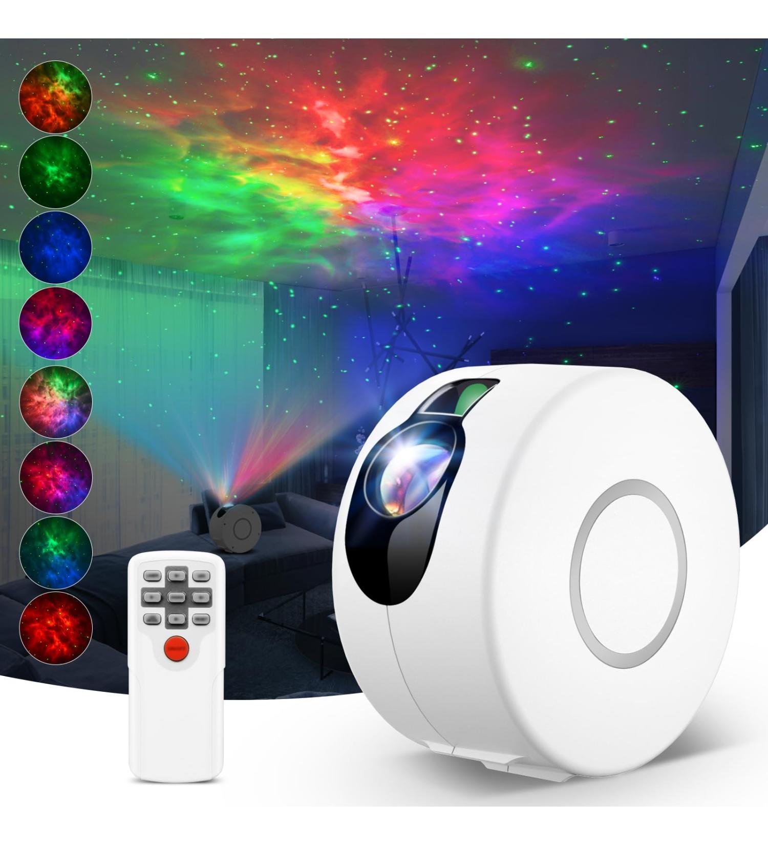 Bozhihong Star Projector LED Galaxy Light with Nebula Night Light - Remote Controlled Night Light Ambience for Bedroom, Party - White - Buy Online on GoSupps.com