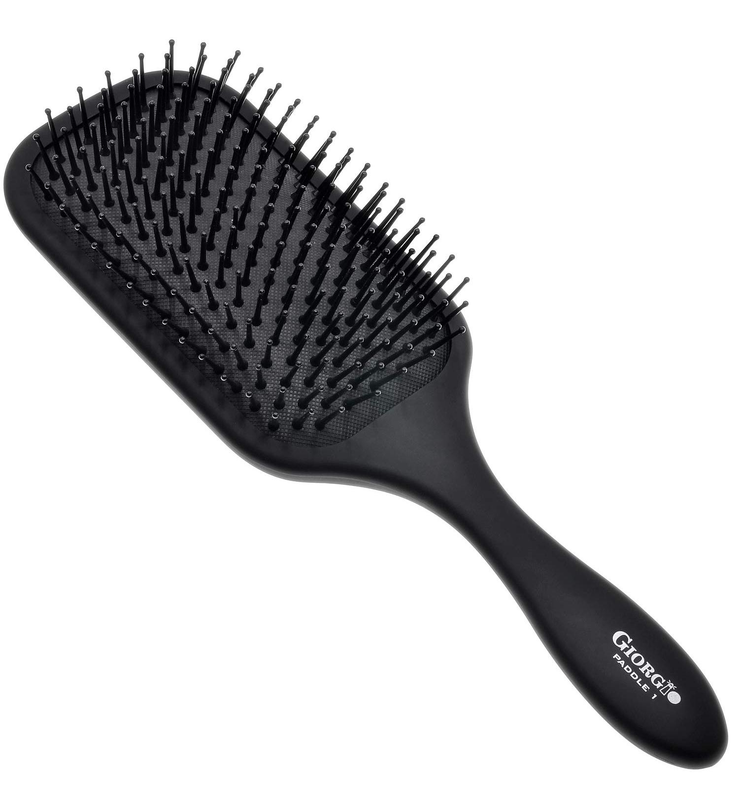 Giorgio Large Square Paddle Brush for Men and Women - Ideal for Wet/Dry, Long/Thick/Curly Hair - Black Cushion Hairbrush with Ball Tip Bristles - Buy Online on GoSupps.com