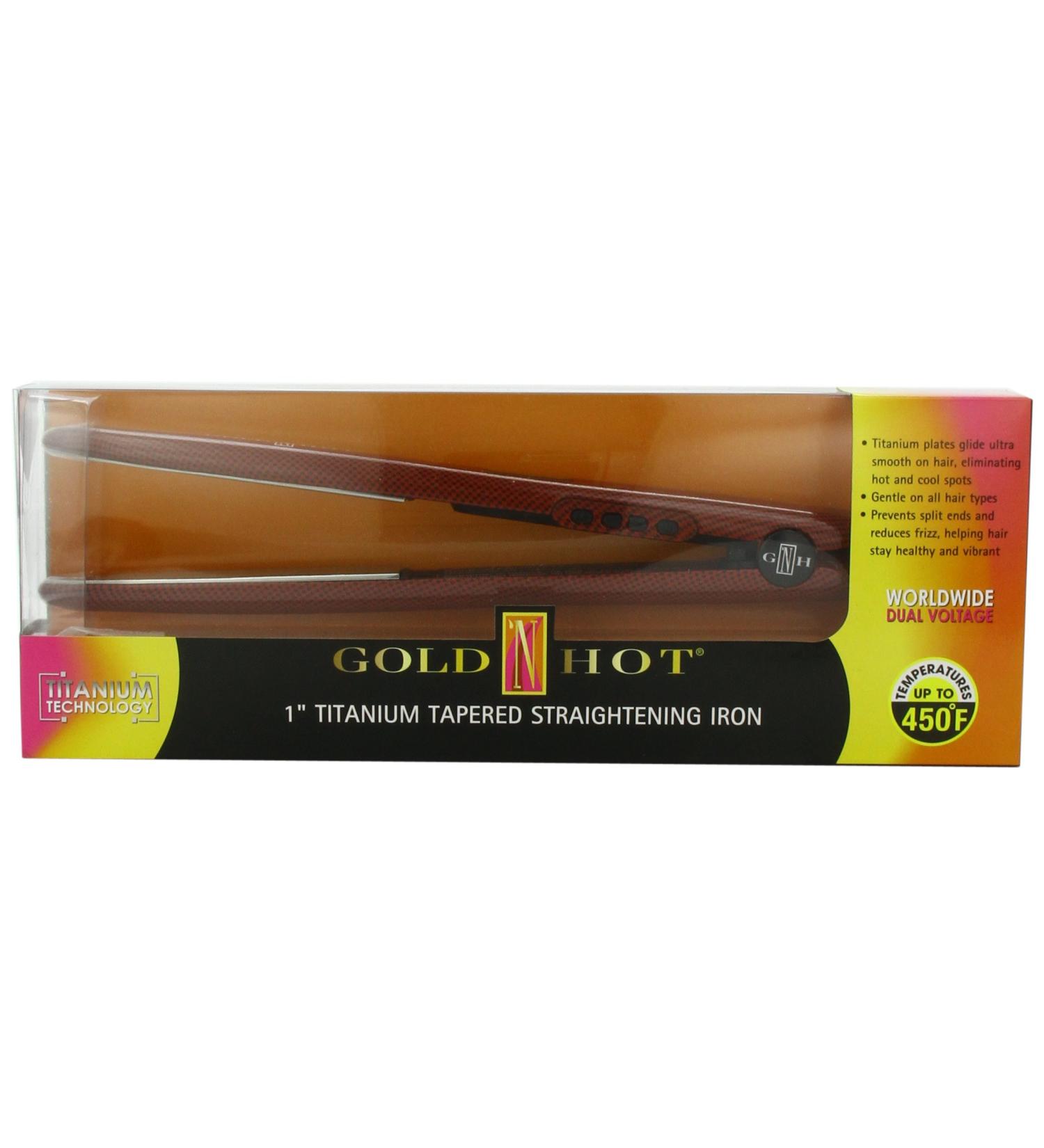 Gold N Hot Titanium Tapered Straightening Iron - 1 Inch Professional Hair Styling Tool for All Hair Types - International Shipping Available - Buy Online on GoSupps.com