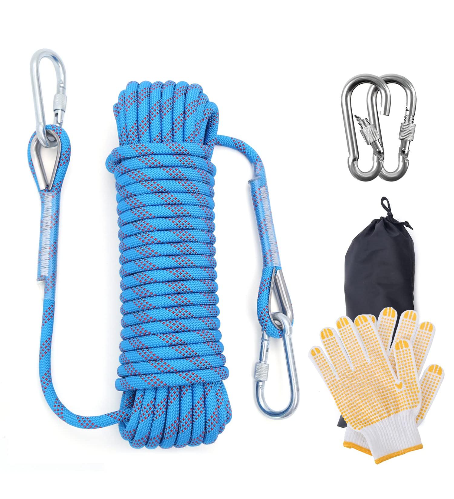 ZRGJD Climbing Rope 16mm 65ft - Outdoor Ice Climbing & Rappelling Equipment with Cloth Gloves - Blue - Buy Online on GoSupps.com