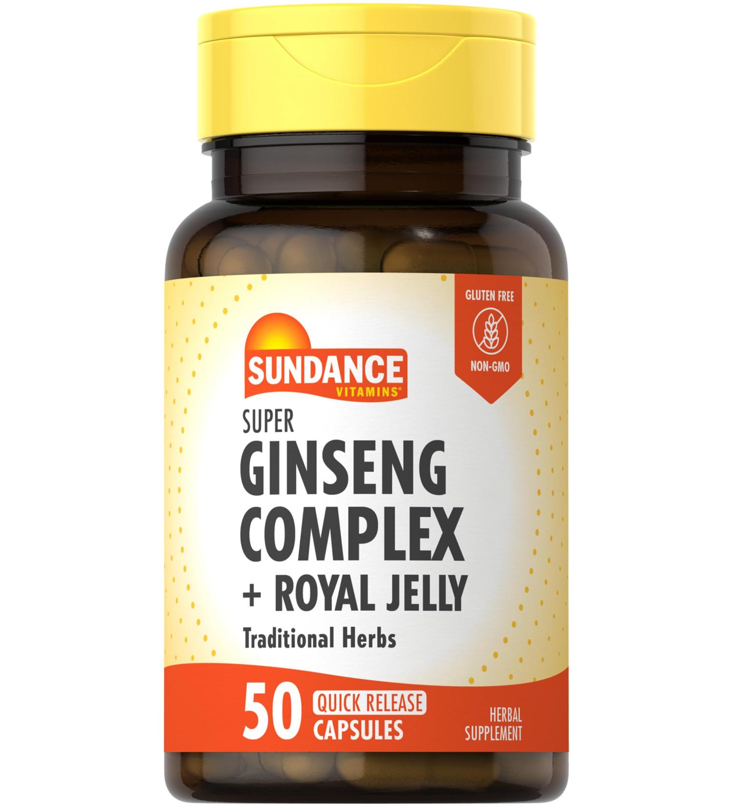 Sundance Super Ginseng Complex | with Royal Jelly | 50 Quick Release Capsules | Non-GMO and Gluten Free Traditional Herb Supplement - Buy Online on GoSupps.com