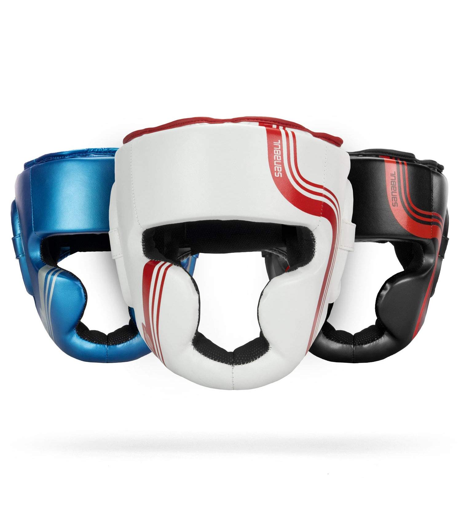 Sanabul Core Series Boxing MMA Kickboxing Head Gear - White/Red (Large-X-Large) - Buy Online on GoSupps.com