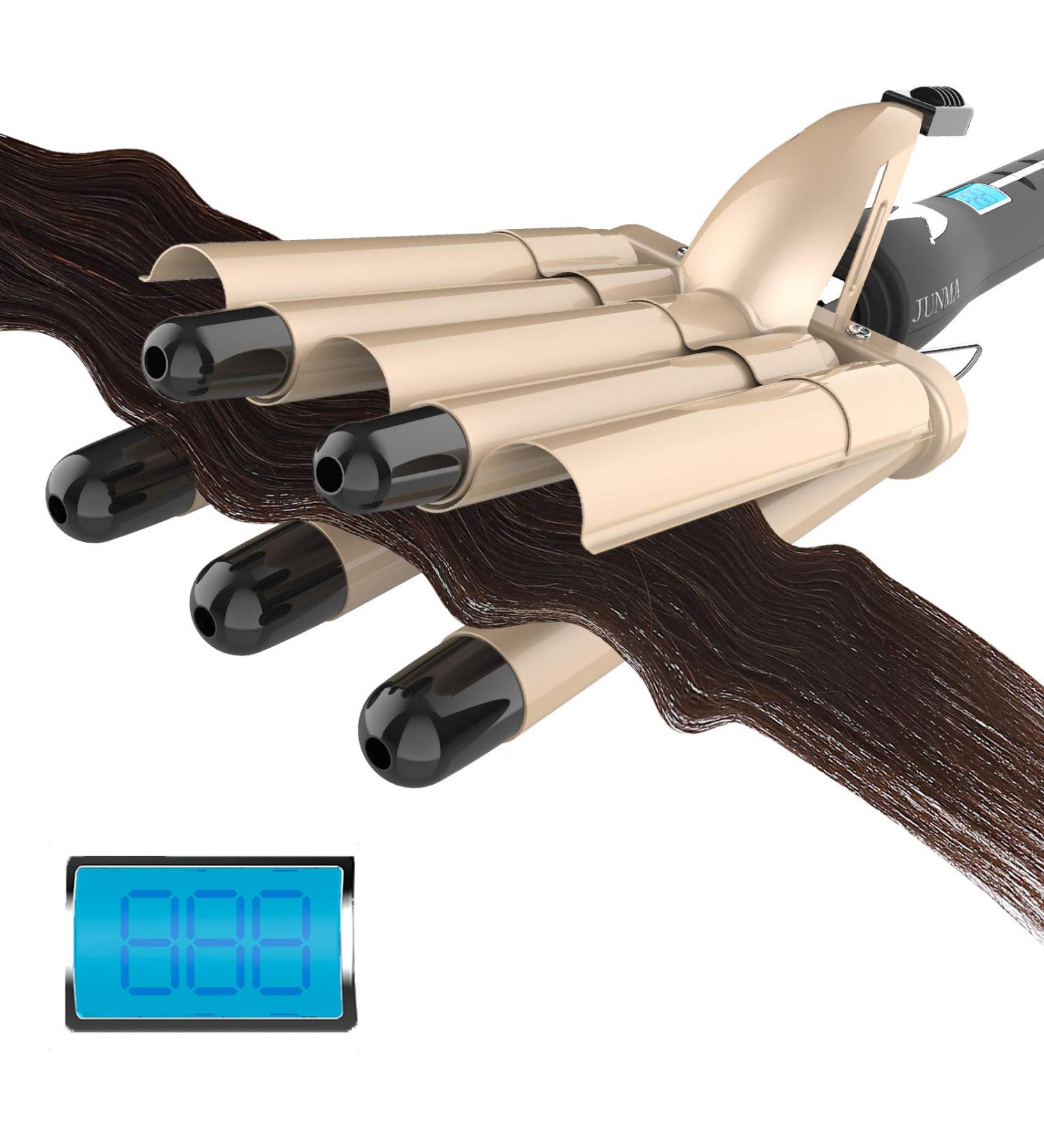 Charites Digital Hair Crimper 3/4-Inch 5-Barrel Curling Iron - LCD Display, Dual Voltage, 19mm Gold - Buy Online on GoSupps.com