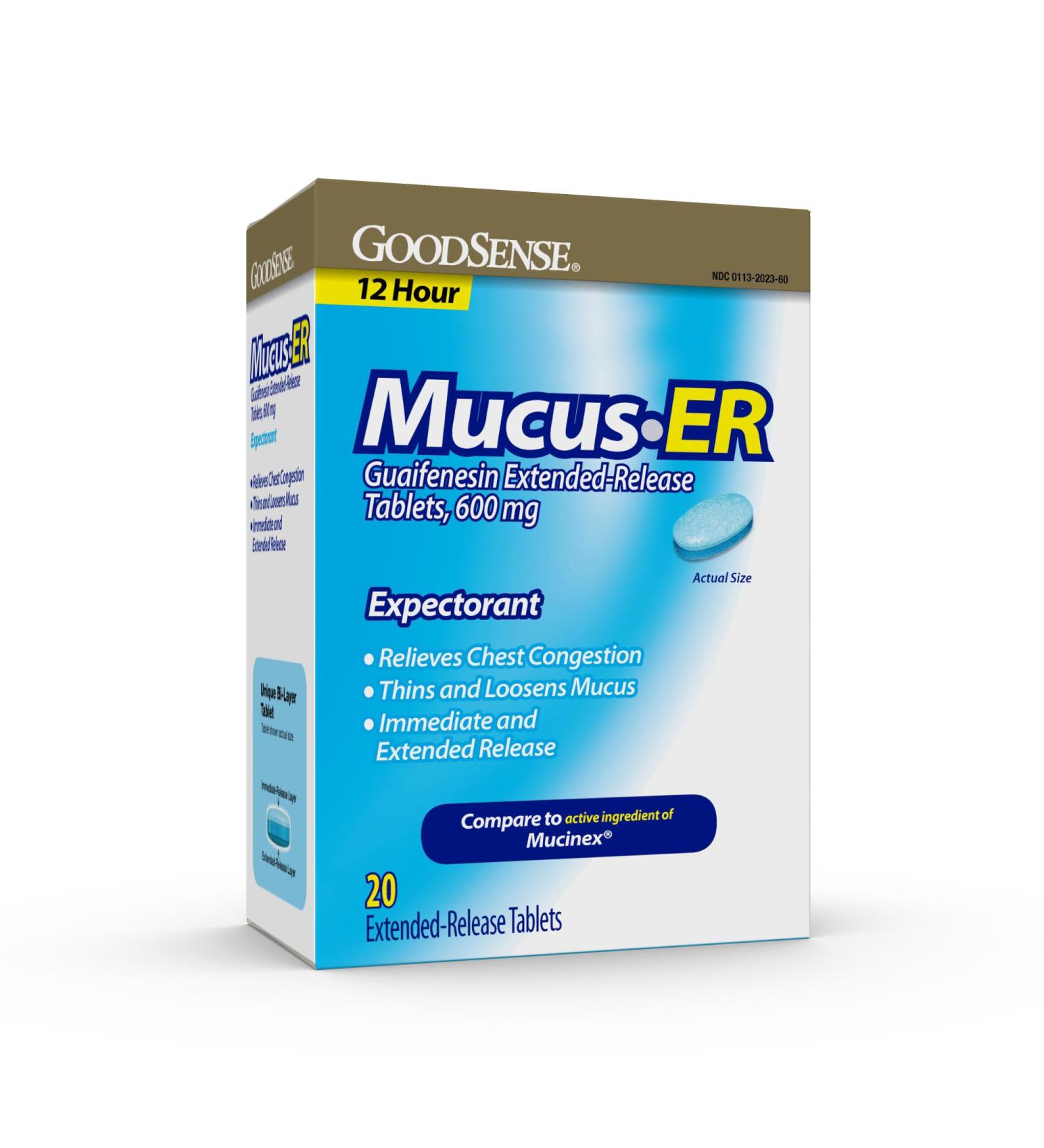 Mucus and Chest Congestion Relief Guaifenesin Extended-Release Tablets 600 mg 12 Hour Expectorant - Buy Online on GoSupps.com