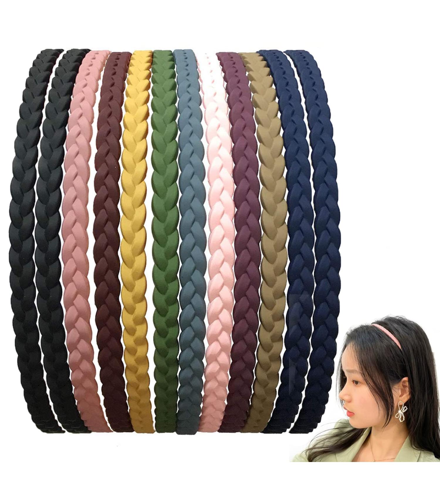 Buy Ghedshgf 12-Piece Girls' Hair Band Set | Silicone & Plastic Slide-Resistant Headbands for Women | Elastic Toothed Hair Accessories - Buy Online on GoSupps.com