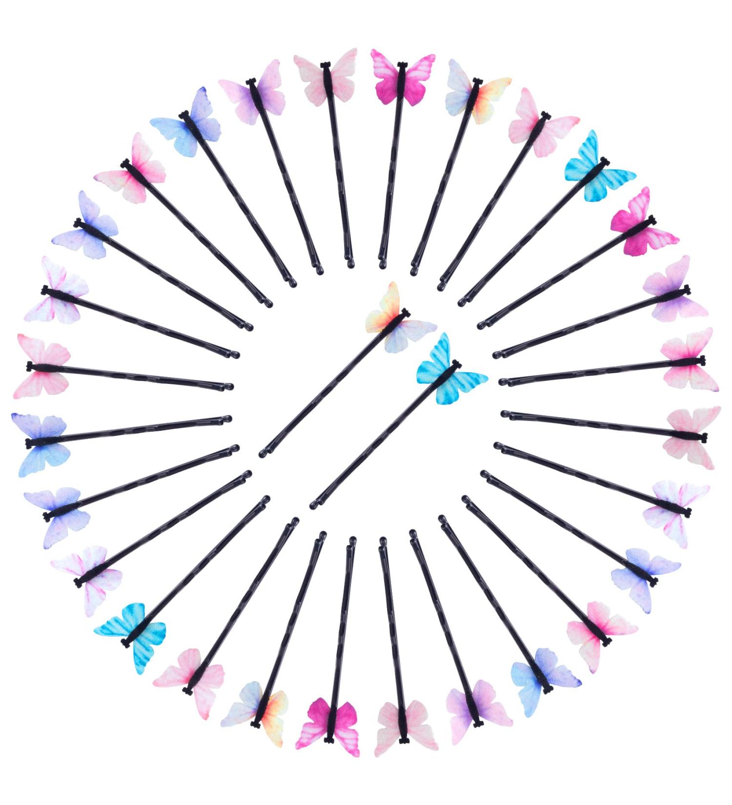 PAGOW 30PCS Butterfly Hair Clips - Fabric Fashionable Bobby Pins with Pearl Decoration for Women and Girls - 10 Styles, 3 Pcs Each - Buy Online on GoSupps.com