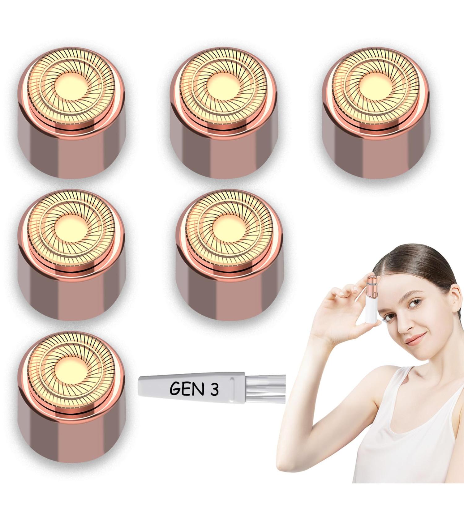 Shop Replacement Heads for Finishing Touch Flawless Facial Hair Remover - 18k Rose Gold Pack of 6 | Generation 3 with Ring Light Design - Buy Online on GoSupps.com