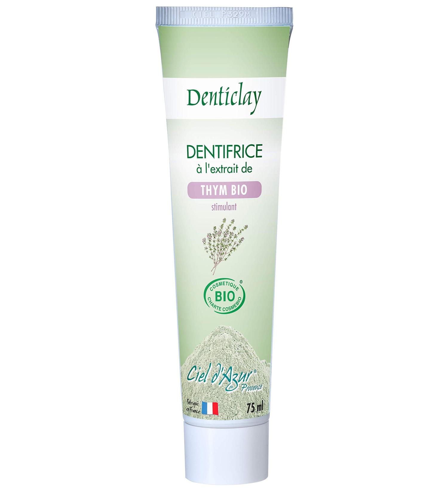 Ciel d'Azur Denticlay Cosm bio Thyme Stimulating Toothpaste 75ml - Pack of 2