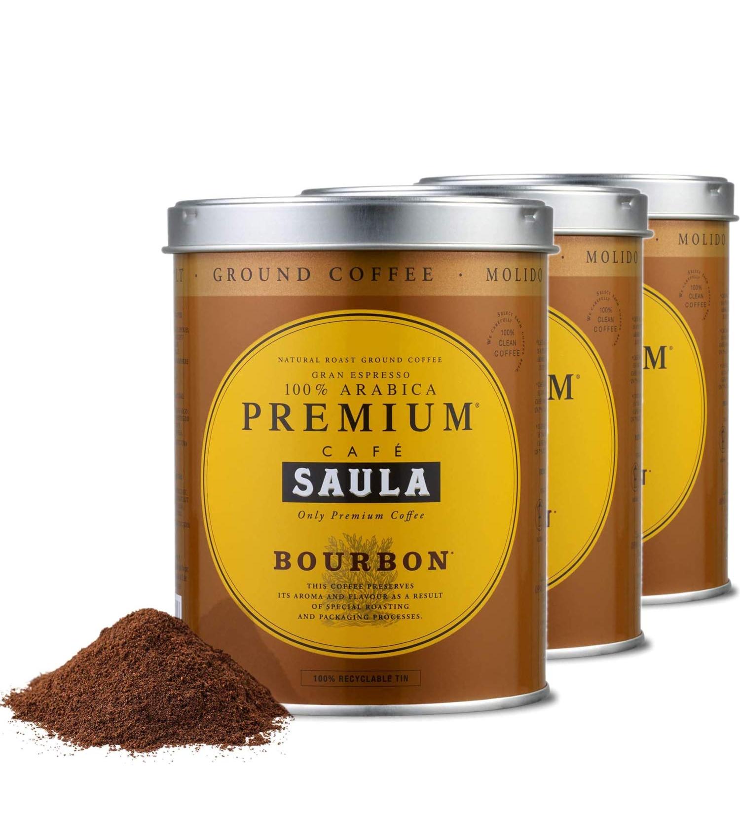 Caf Saula Pack de 3 bo tes de 250 gr. Caf Premium Bourbon 100% arabica moulu - Buy Online on GoSupps.com