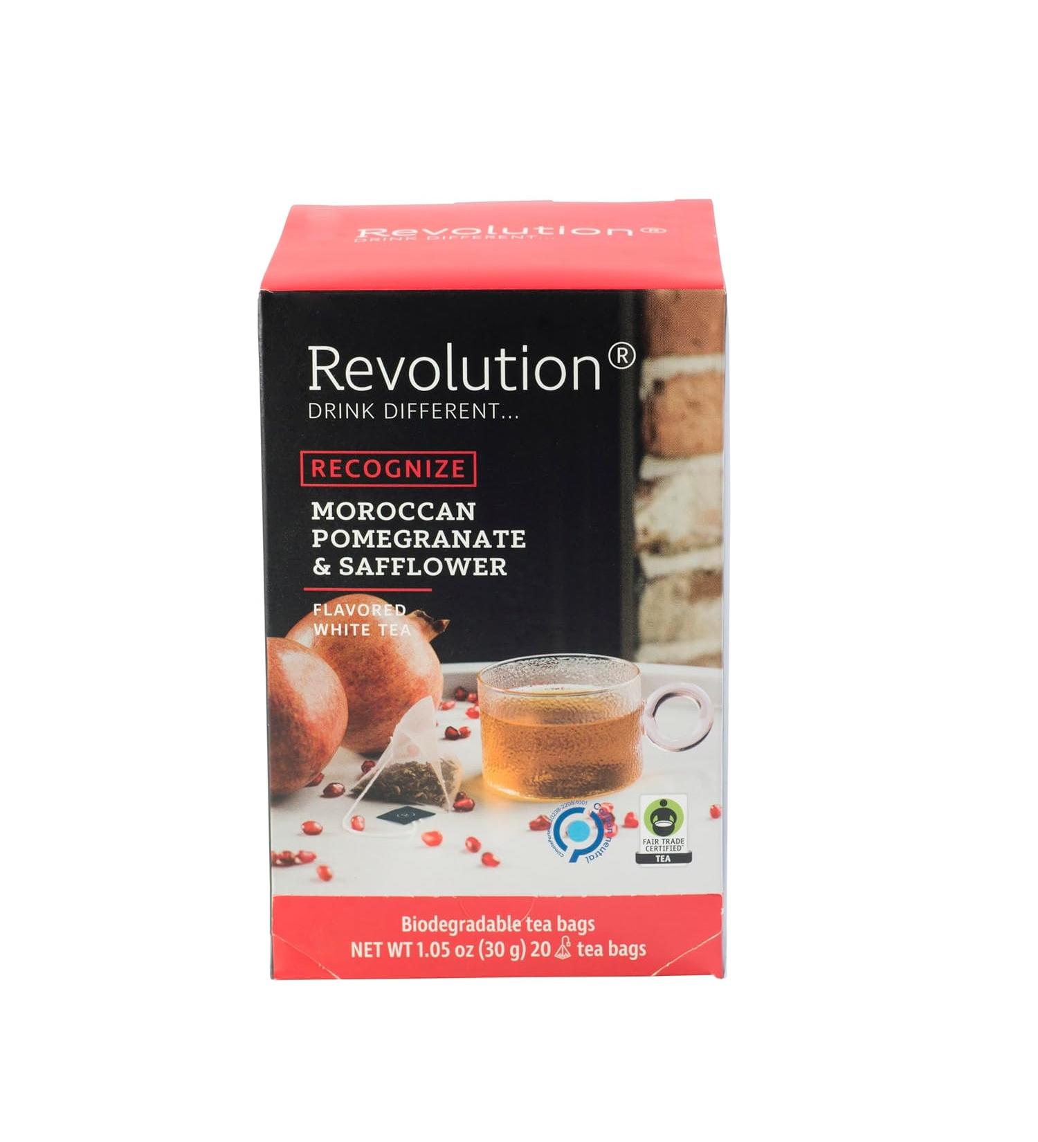 REVOLUTION TEA Pomegranate White Tea THE ORIGINAL Moroccan Pomegranate & Safflower 20 Bags - White Tea - Buy Online on GoSupps.com