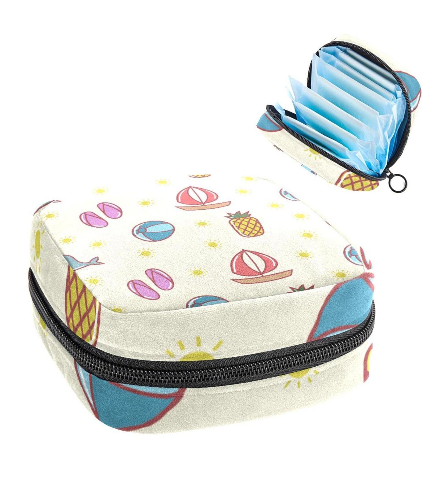 Womens Cute Summer Cartoon Stillpad Holder | Portable Period Kit Bag with Storage Pockets - Perfect Feminine Product Bag for Girls - Buy Online on GoSupps.com