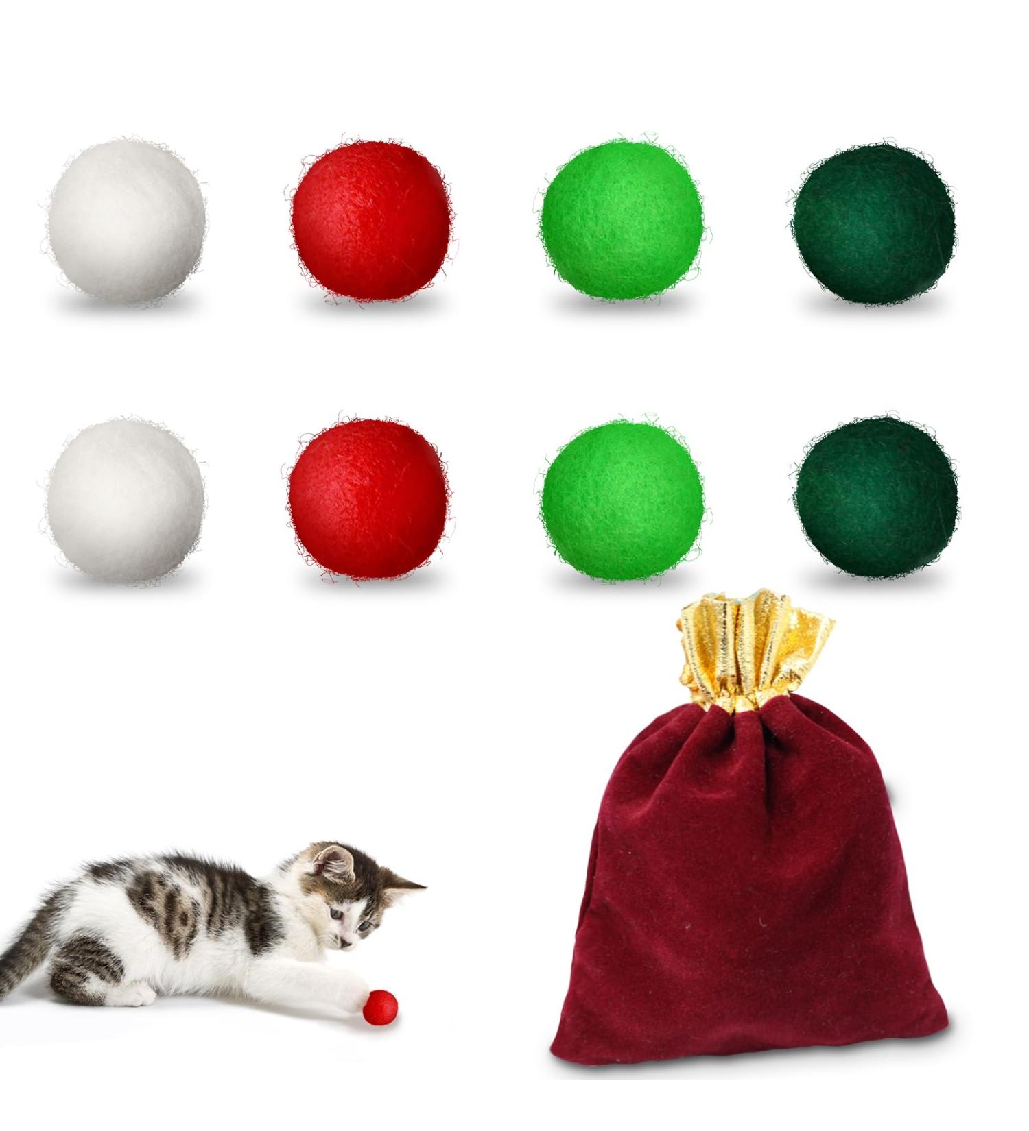 Rosaui 8-Pack Felt Cat Toys - 100% Sheep Wool Interactive Game Balls - Natural Cat Balls - Buy Online on GoSupps.com