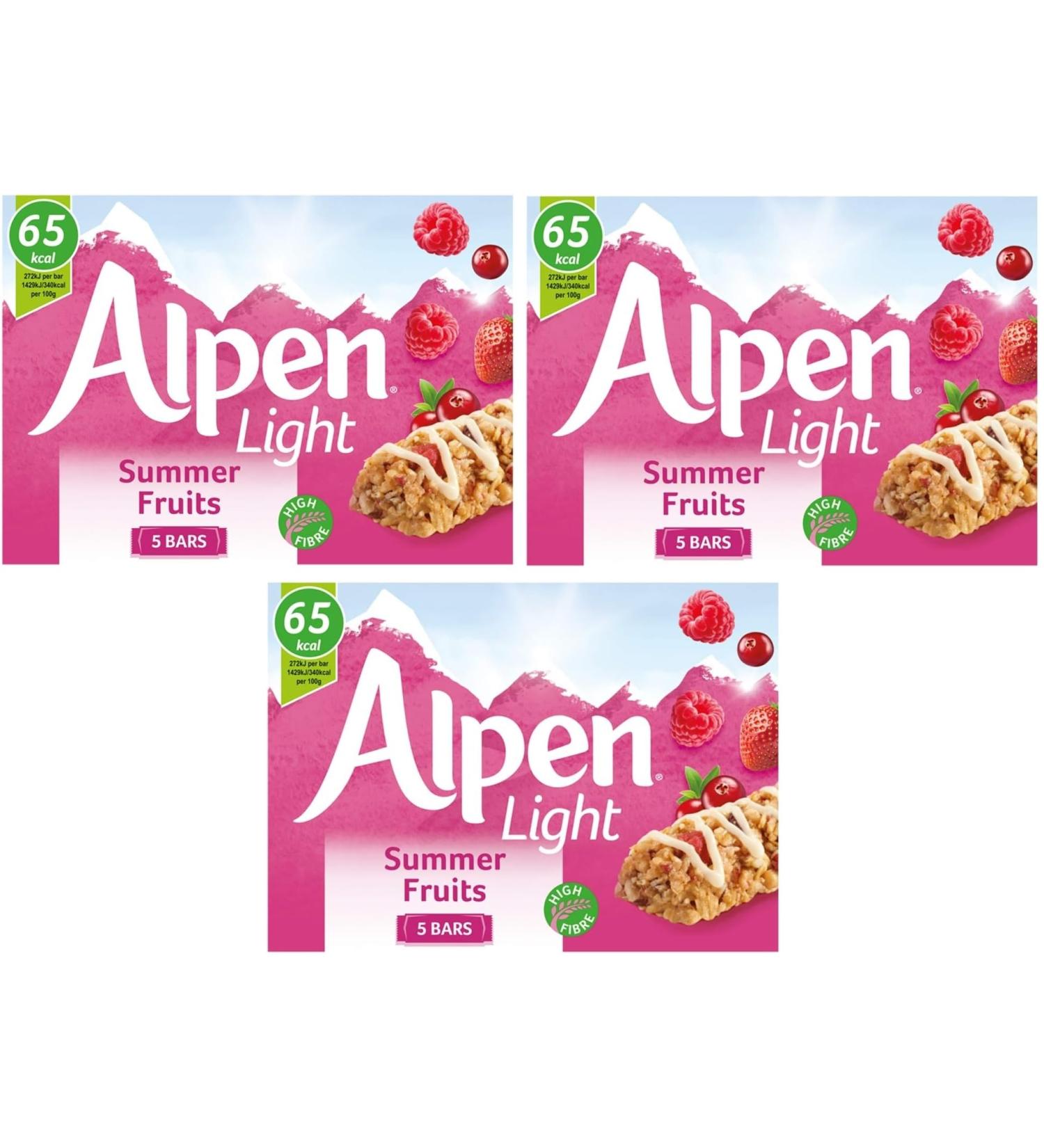 Alpen Summer Fruits Cereal Bar 19g 3 Pack (15 Bars)
