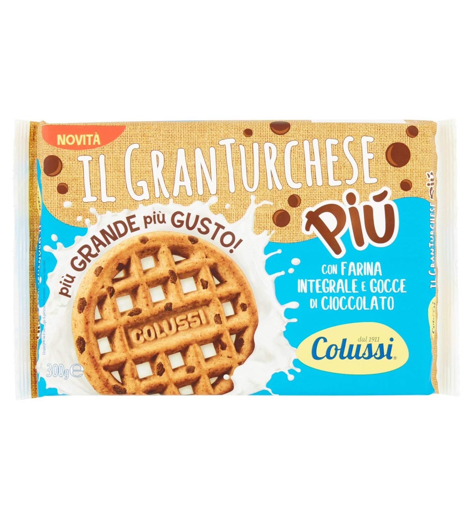  Colussi Colussi Granturchese Pi Biscotti Con Farina Integrale e Gocce di Cioccolato with whole grain flour and chocolate pieces biscuits cookies small cakes 300 g - Buy Online on GoSupps.com