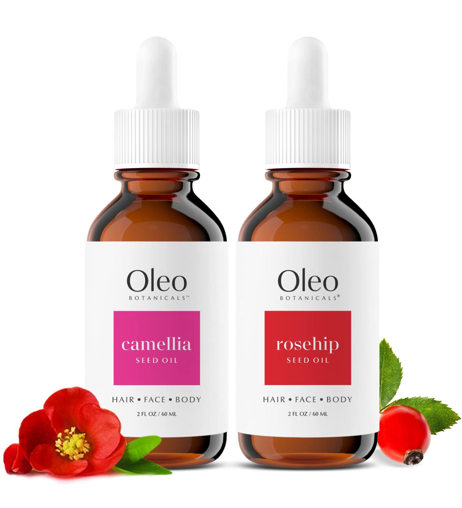 Japanese Camellia Seed Oil & Rosehip Seed Oil - 100% Pure Organic Cold-Pressed - Hair Face Body - Rich in Vitamin E - 60ml - Buy Online on GoSupps.com