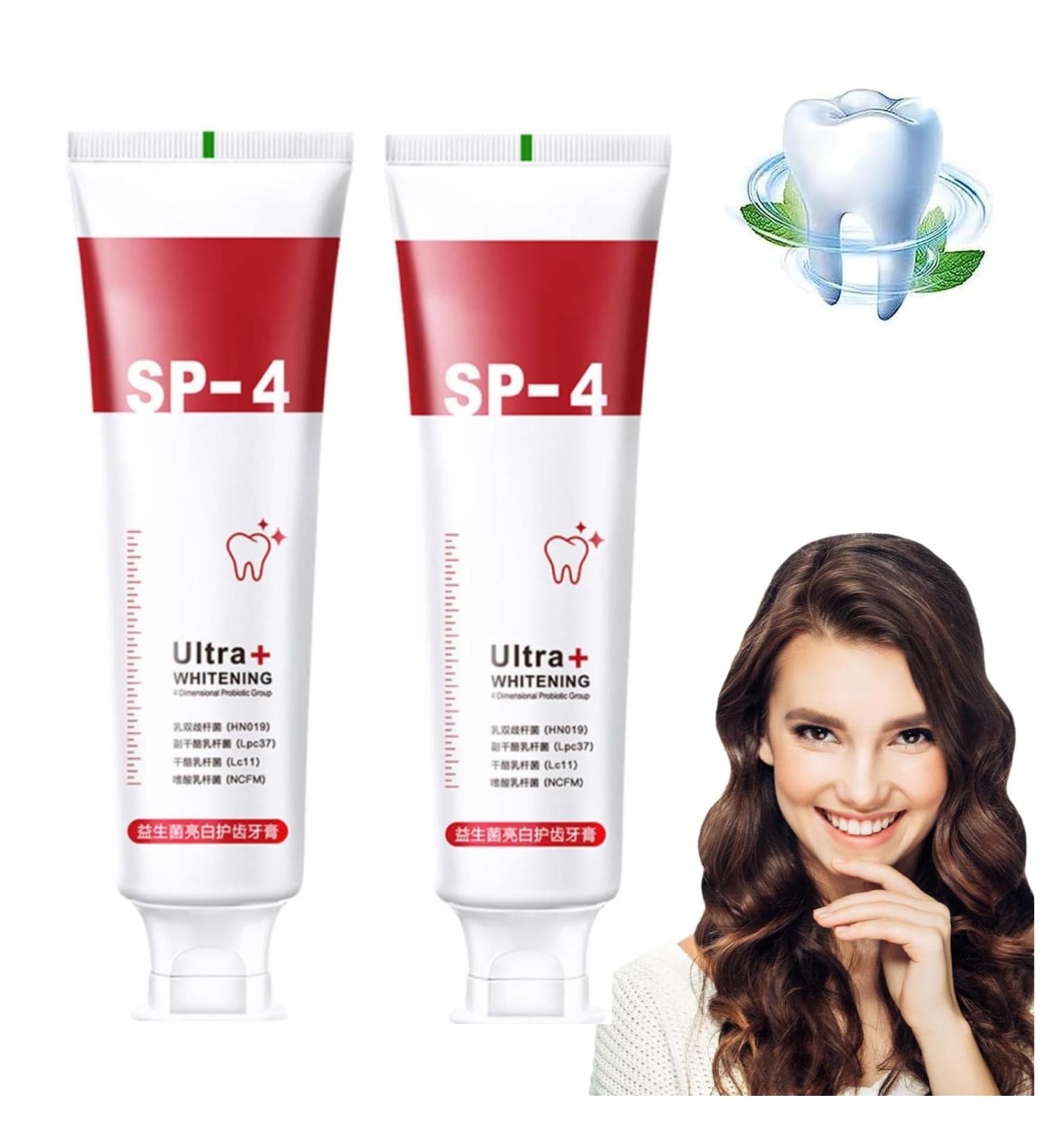 Whitening Toothpaste with Probiotics - SP-4 Deep Cleaning & Breath Freshening | Tartar Removal (2pc Red) - Buy Online on GoSupps.com