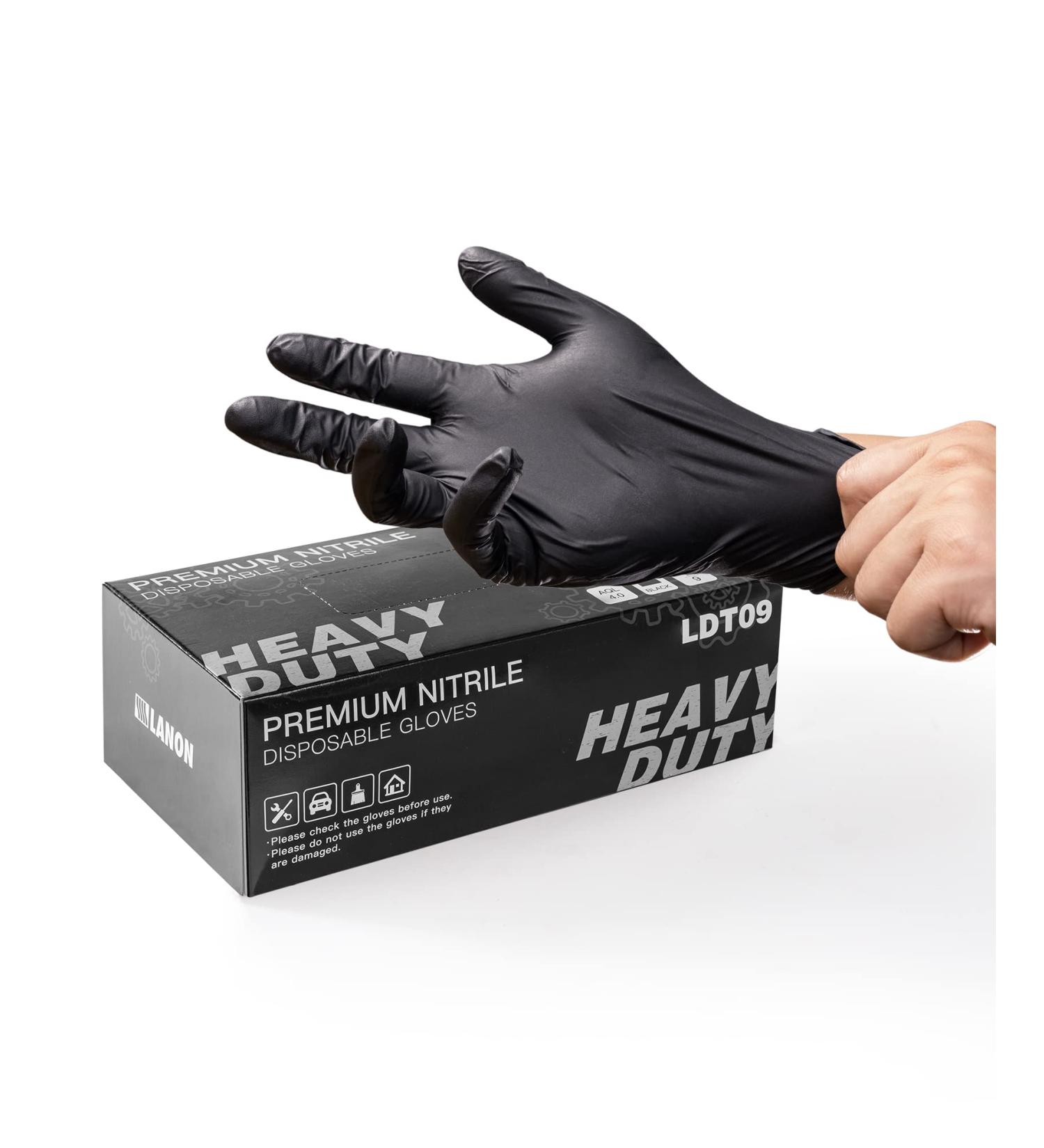 LANON 6-mil Black Nitrile Disposable Gloves XL (Pack of 100) - Food-Safe, Powder-Free, Heavy-Duty, Textured Fingertips - Latex-Free - Buy Online on GoSupps.com
