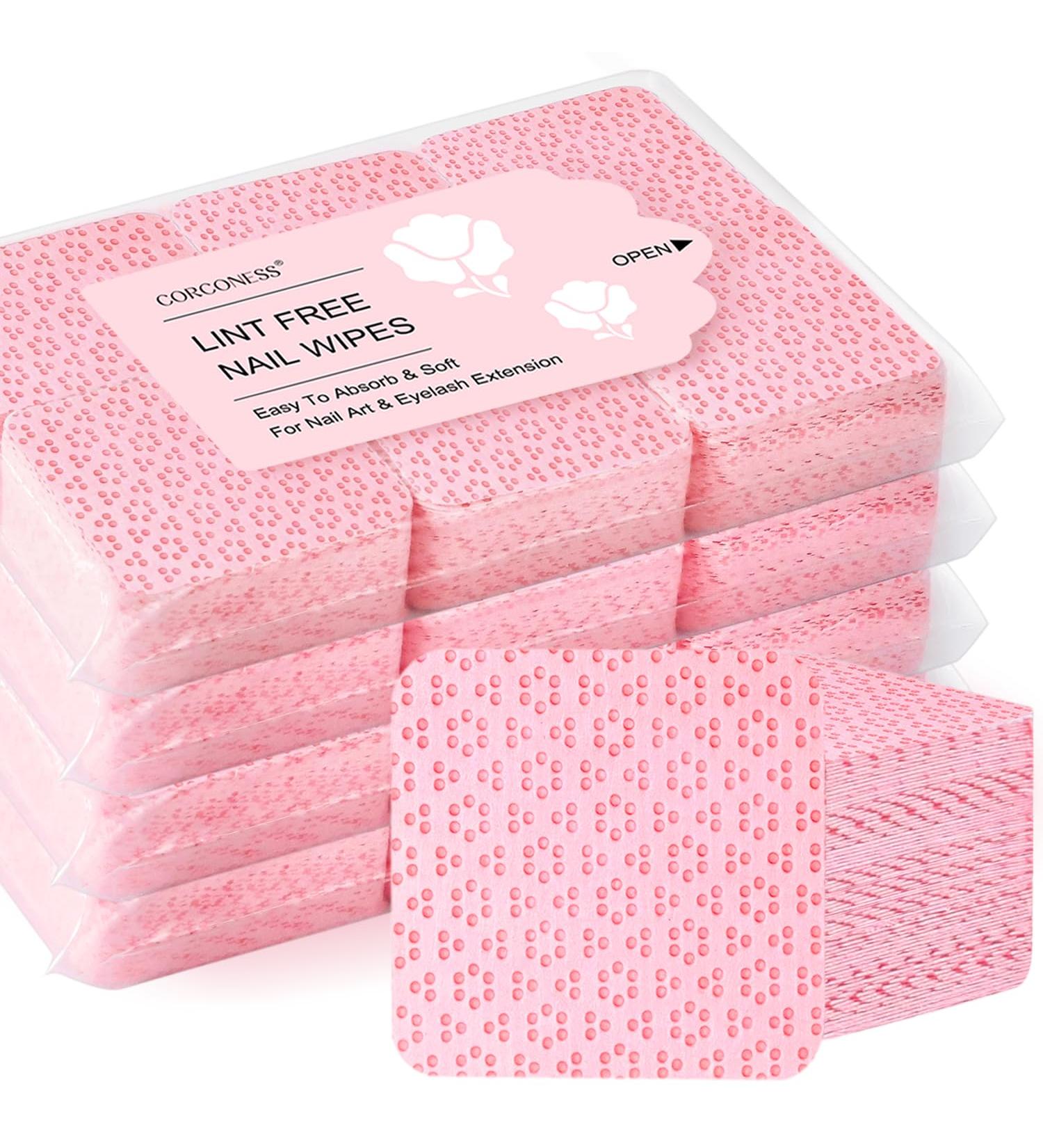 Lint Free Nail Wipes - 1200PCS Non-Woven Fabric for Nail Cleaning & Lash Extensions - Soft & Durable (Pink - Buy Online on GoSupps.com