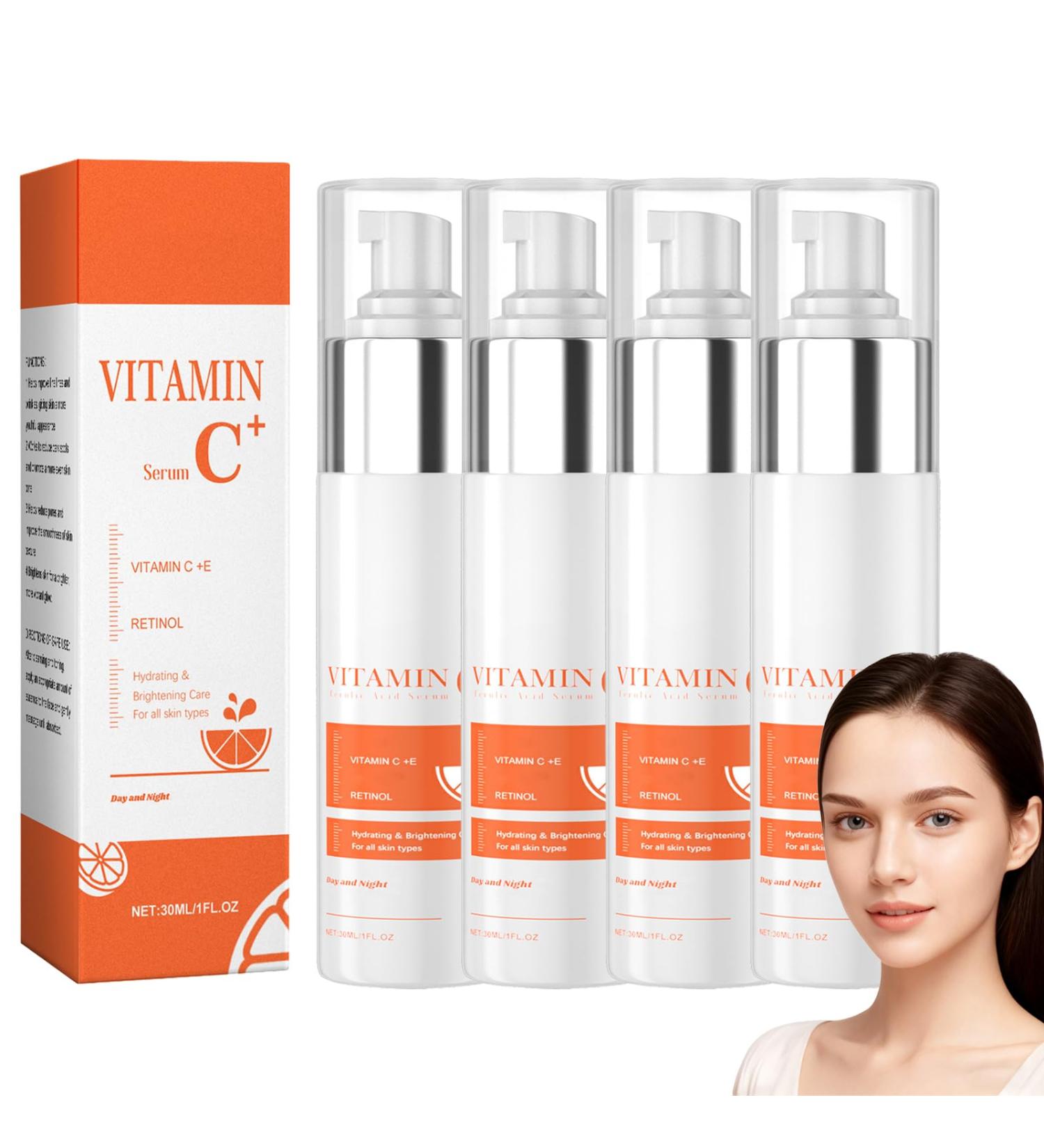  Raevior Vitamin C Serum for Women Dark Spot Remover for Face Hydrating Anti Aging Face Serum with Retinol & Vitamin E Brightening to Reduce Wrinkles & Uneven Skin Tone Pore Minimizer (4pcs) - Buy Online on GoSupps.com