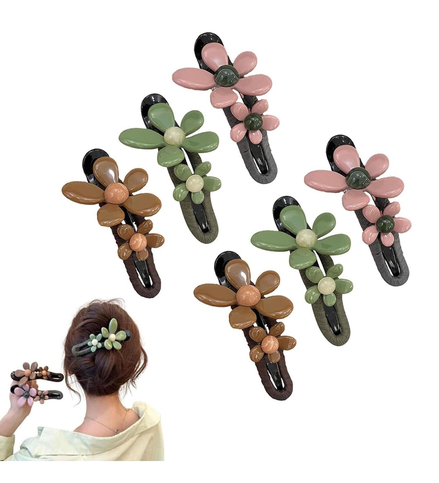Retro Flower Duckbill Straight Clips Cute Matte Flat Hair Claw Clips Flower Flat Hair Clips Non-Slip Cute Duck Billed Flat Claw Clips Decorative Hair Clips for Thin Thick Hair(MIX-6PCS) - Buy Online on GoSupps.com