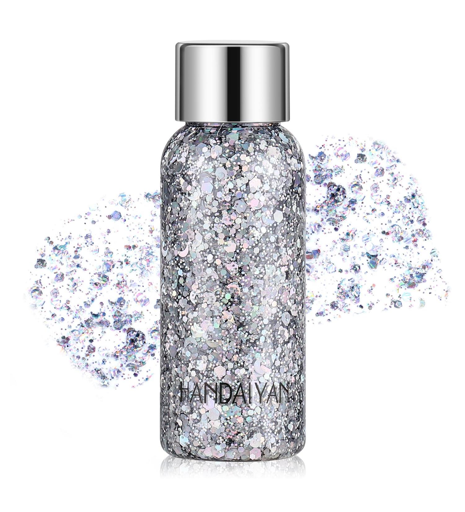 Holographic Silver Face Glitter - Long Lasting Chunky Shimmer for Body & Hair Makeup | TEOYALL - Buy Online on GoSupps.com
