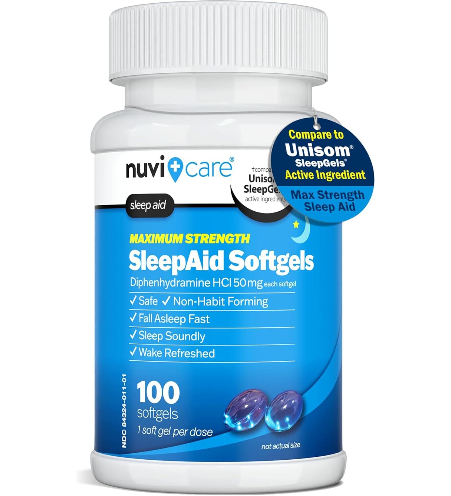 NUVICARE Maximum Strength SleepAid - 100 Softgels - Buy Online on GoSupps.com