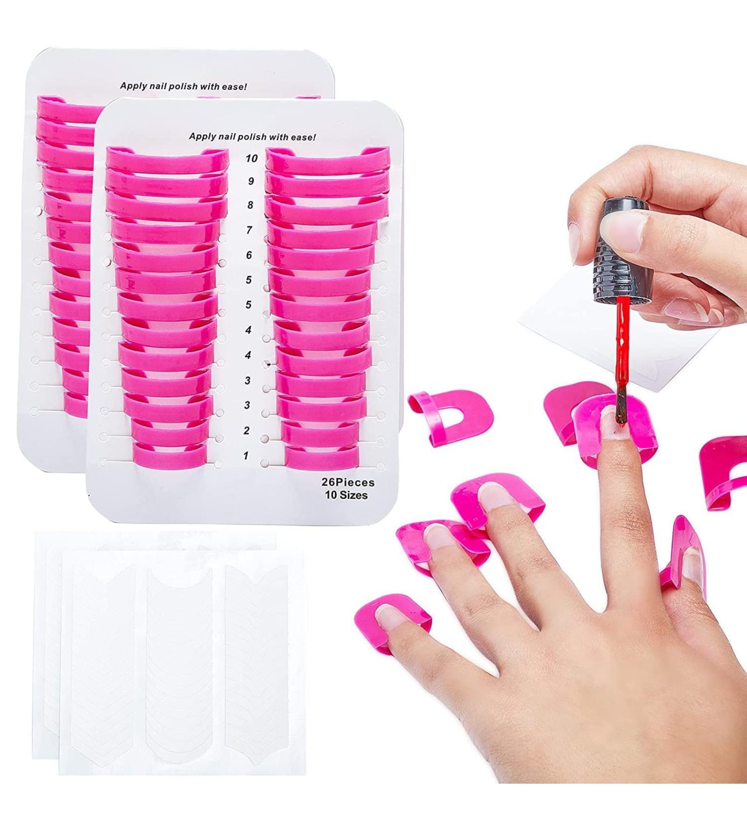 Plastic Nail Polish Protectors for Fingers - 52 Pieces, 10 Sizes | Nail Polish Guard Shields - Buy Online on GoSupps.com