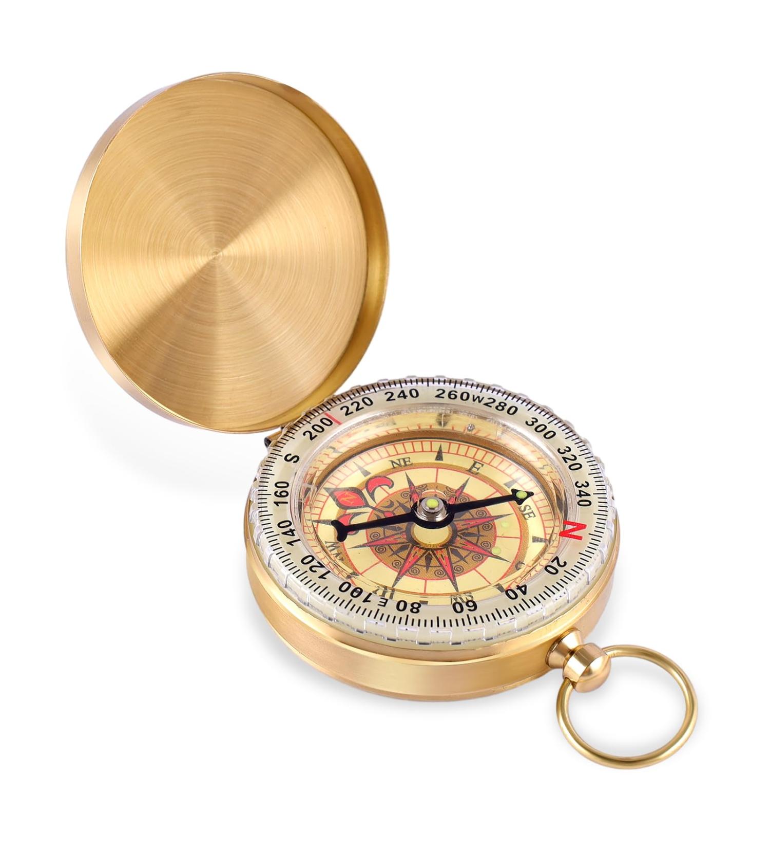 Buy Payfully 15x50mm Waterproof Compass for Hiking - Portable Outdoor Compass for Adults & Kids - Ideal for Hunting (Gold) - Buy Online on GoSupps.com
