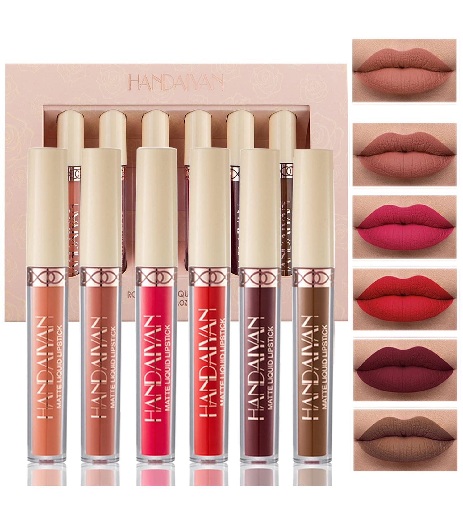 Topcent Matte Liquid Lipstick Set - 6 Nude Colors, Non-Stick Cup, Waterproof, Long-Lasting Lip Makeup - Gift Set for Women - Lip Stains Pack (SET-A) - Buy Online on GoSupps.com